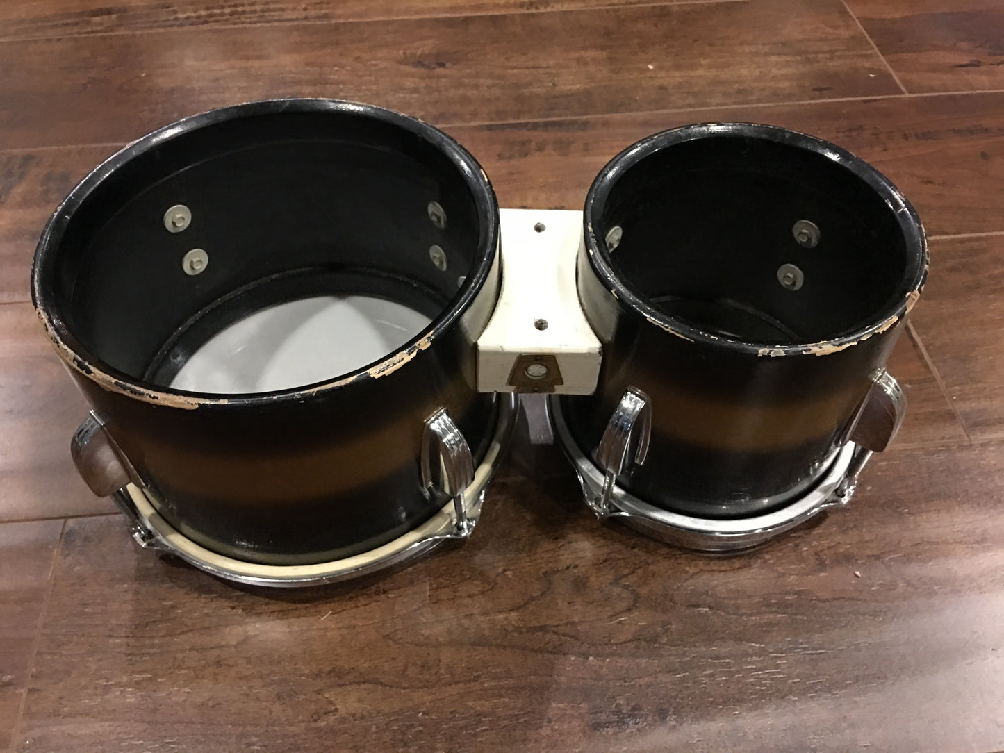 Vintage 1960s Ludwig Black & Gold Duco 6" & 8" Bongo Drums