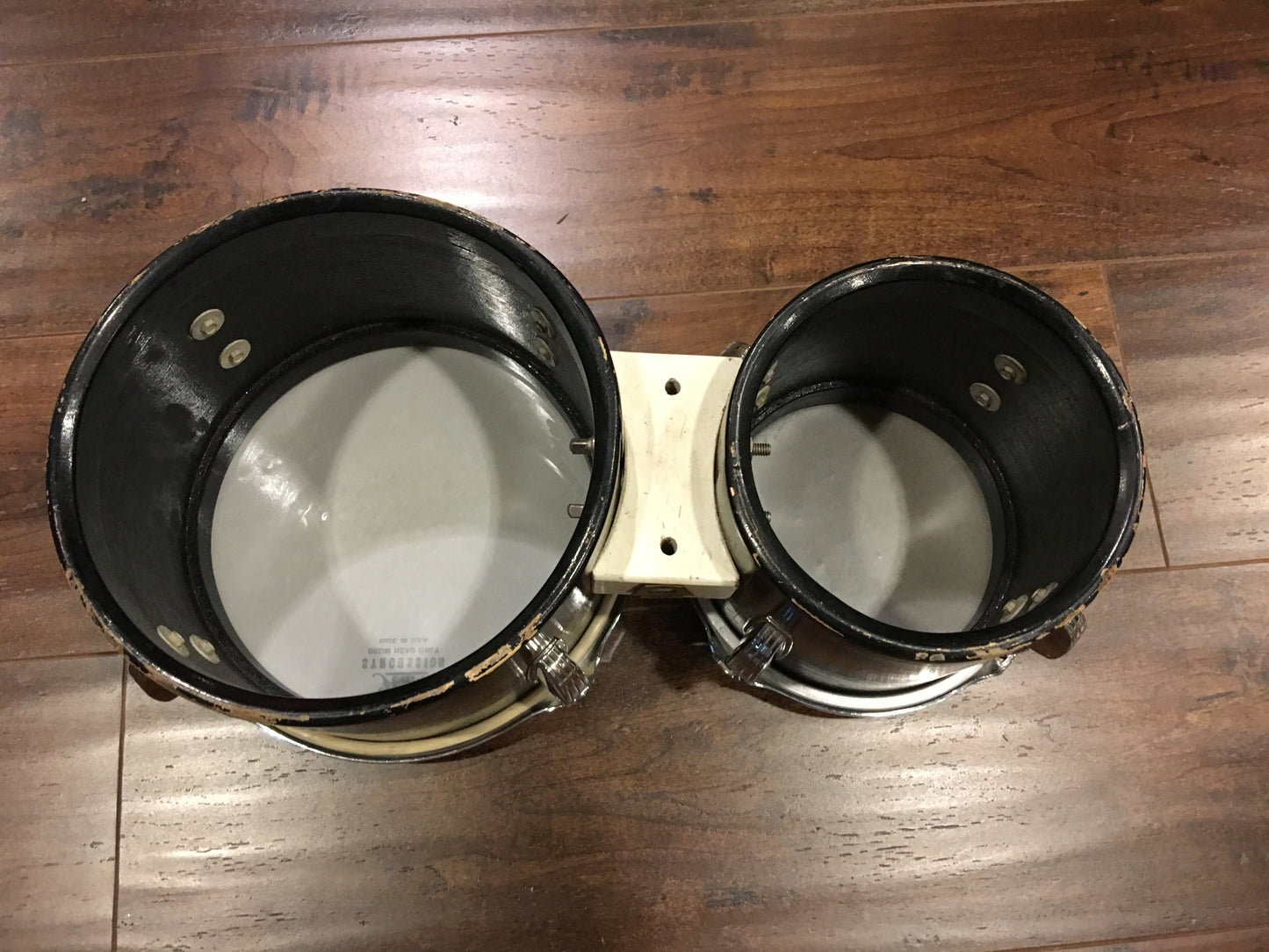 Vintage 1960s Ludwig Black & Gold Duco 6" & 8" Bongo Drums