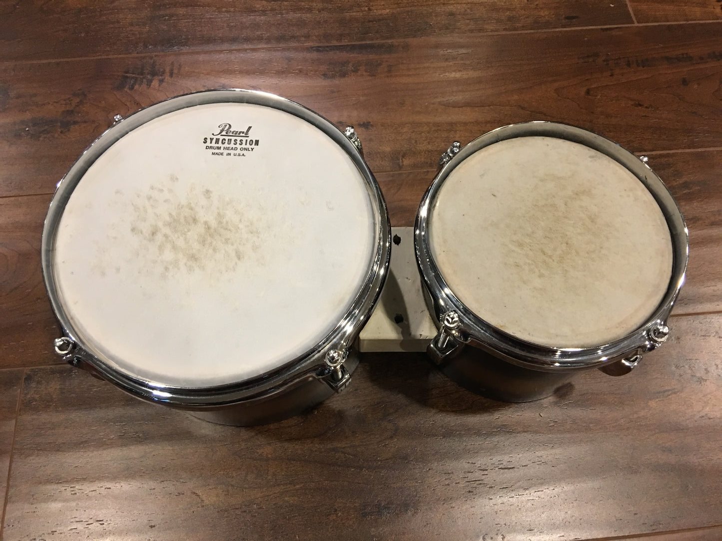 Vintage 1960s Ludwig Black & Gold Duco 6" & 8" Bongo Drums