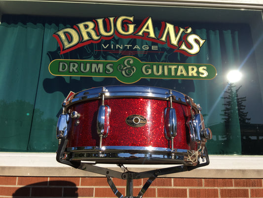 1963-64 Slingerland Artist Model Red Sparkle Solid Shell 5.5x14 Snare Drum