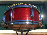 1963-64 Slingerland Artist Model Red Sparkle Solid Shell 5.5x14 Snare Drum