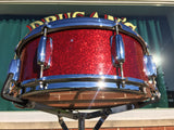 1963-64 Slingerland Artist Model Red Sparkle Solid Shell 5.5x14 Snare Drum