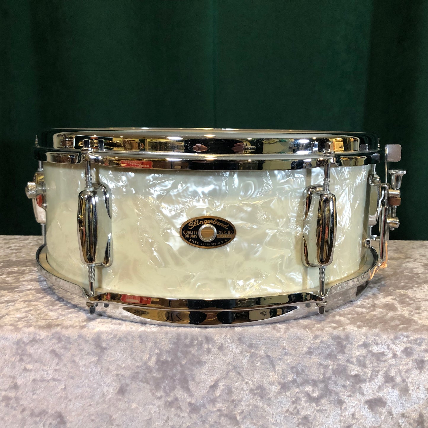 1965 Slingerland 5.5x14 No. 161 Deluxe Student Model Snare Drum White Marine Pearl