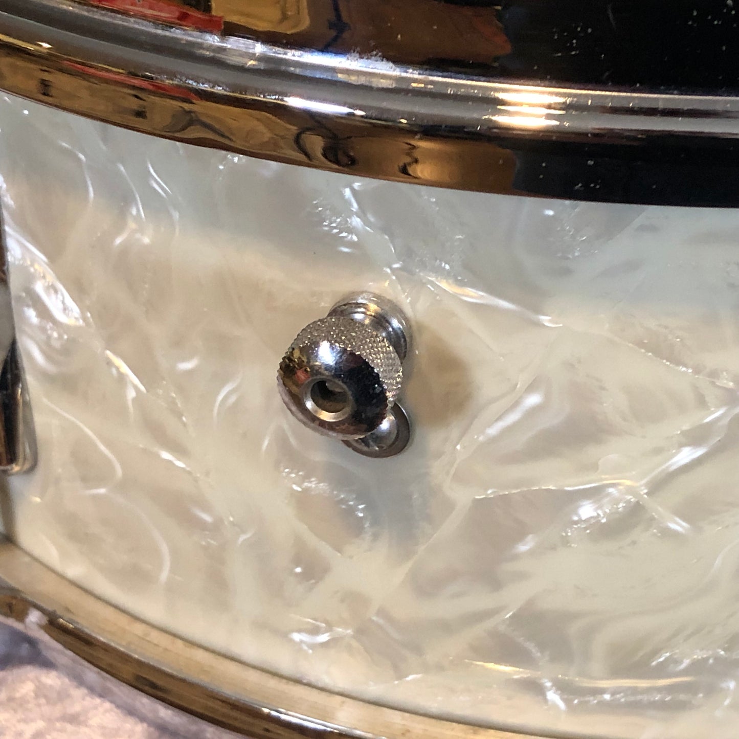 1965 Slingerland 5.5x14 No. 161 Deluxe Student Model Snare Drum White Marine Pearl