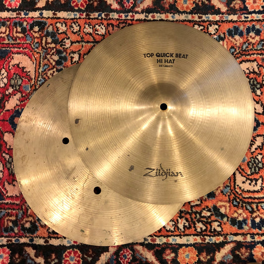 14" Zildjian A 1970s/1980s Quick Beat Hi-Hat Cymbal Pair 1170g/1344g #807