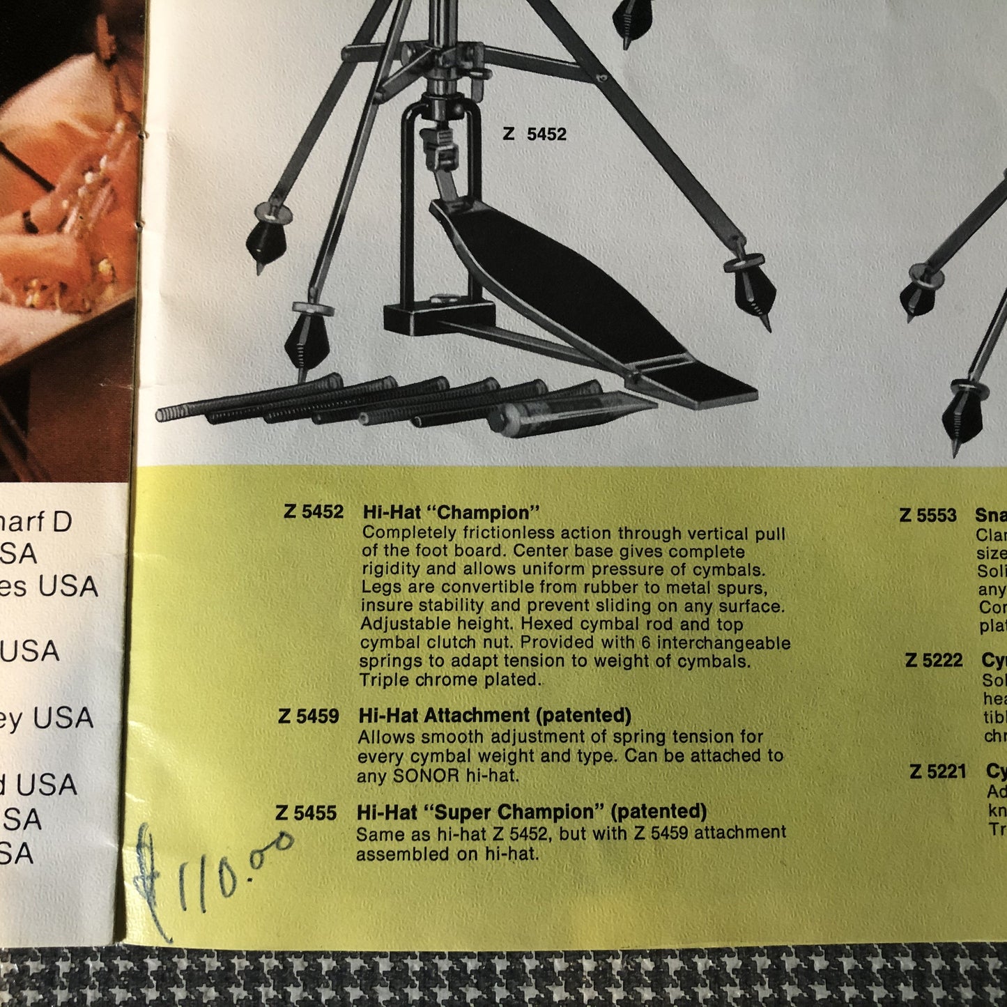 NOS Sonor Spring Set For Z5452 Champion Hi-Hat Stand