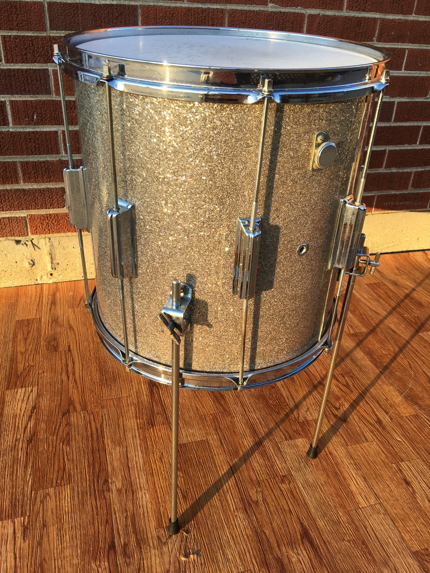 1960's Rogers 14x14 Tower Floor Tom Drum Silver Sparkle