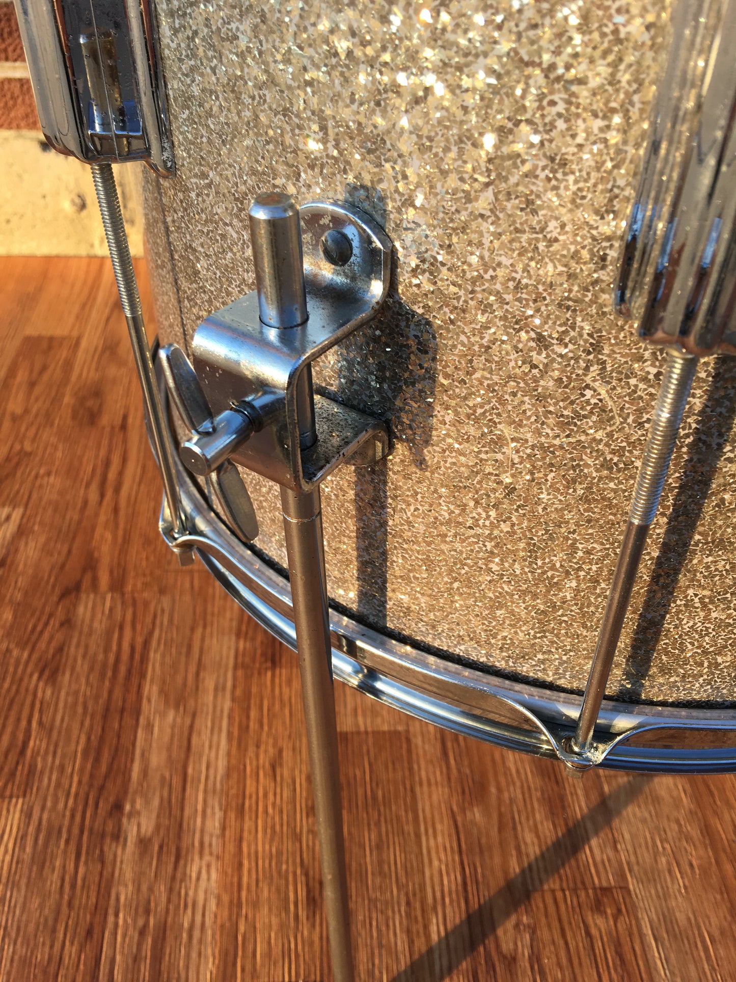 1960's Rogers 14x14 Tower Floor Tom Drum Silver Sparkle
