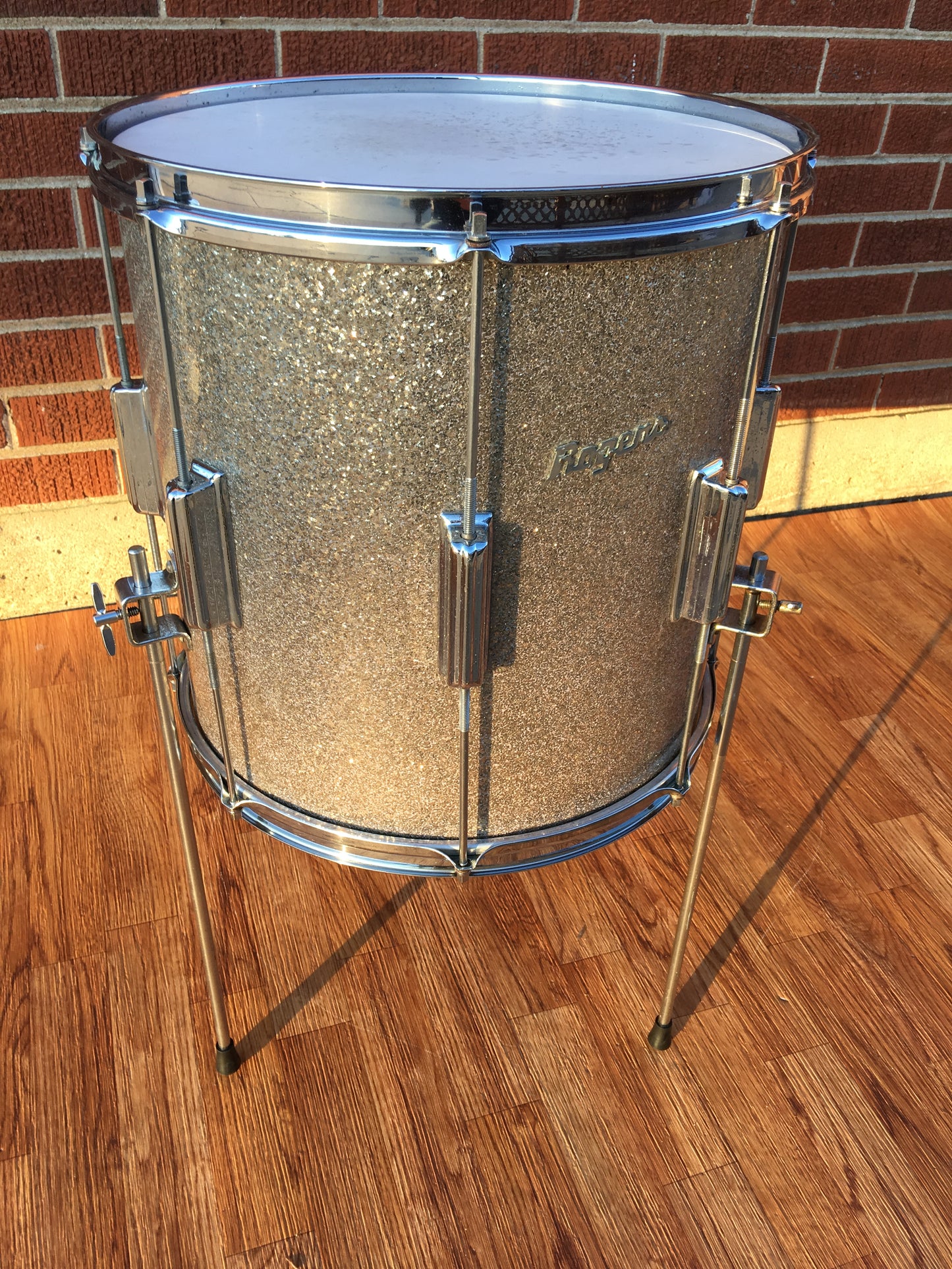 1960's Rogers 14x14 Tower Floor Tom Drum Silver Sparkle