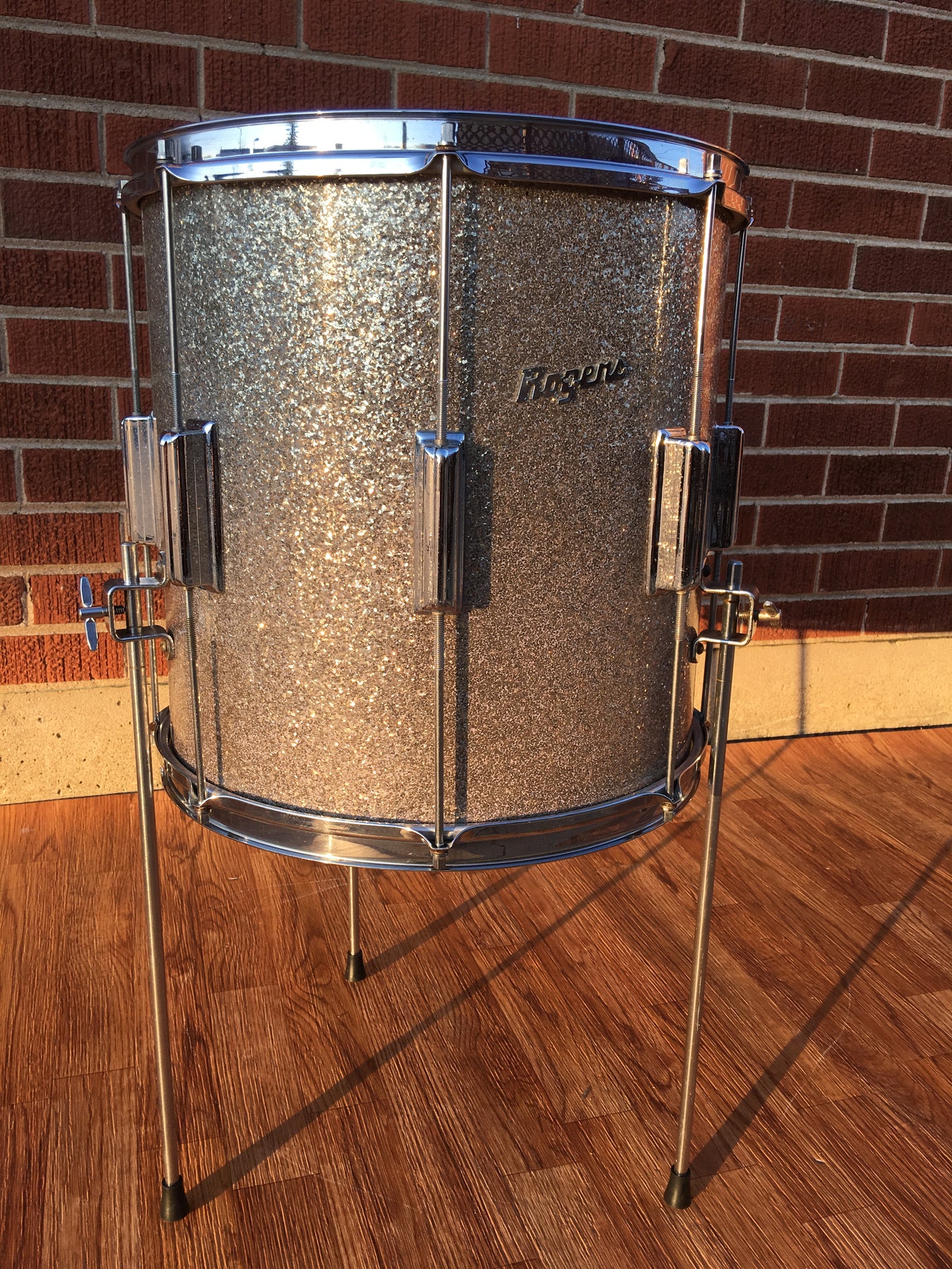 1960's Rogers 14x14 Tower Floor Tom Drum Silver Sparkle