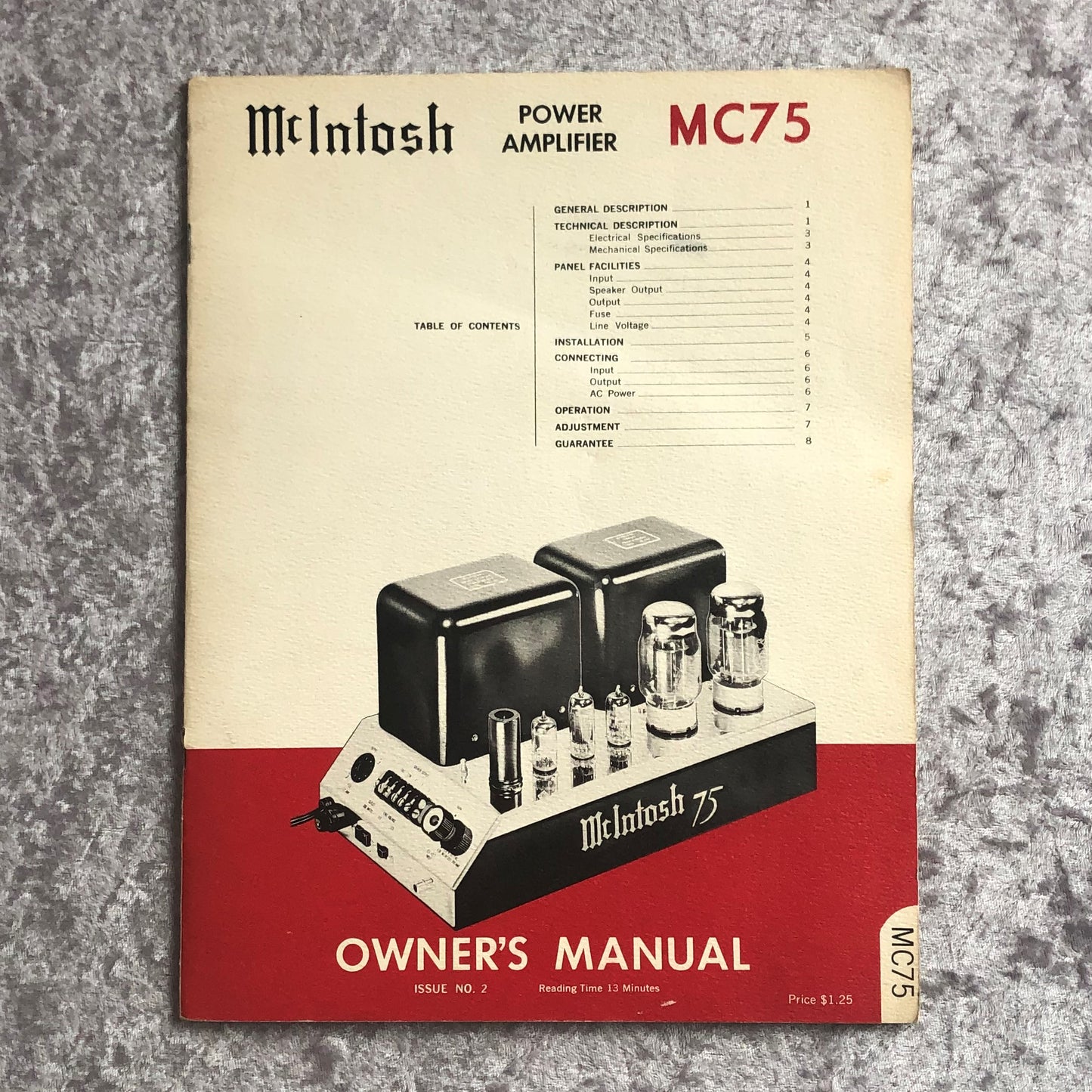 Vintage McIntosh MC75 Owner's Manual, Maintenance Manual/Schematic, and Warranty Cards