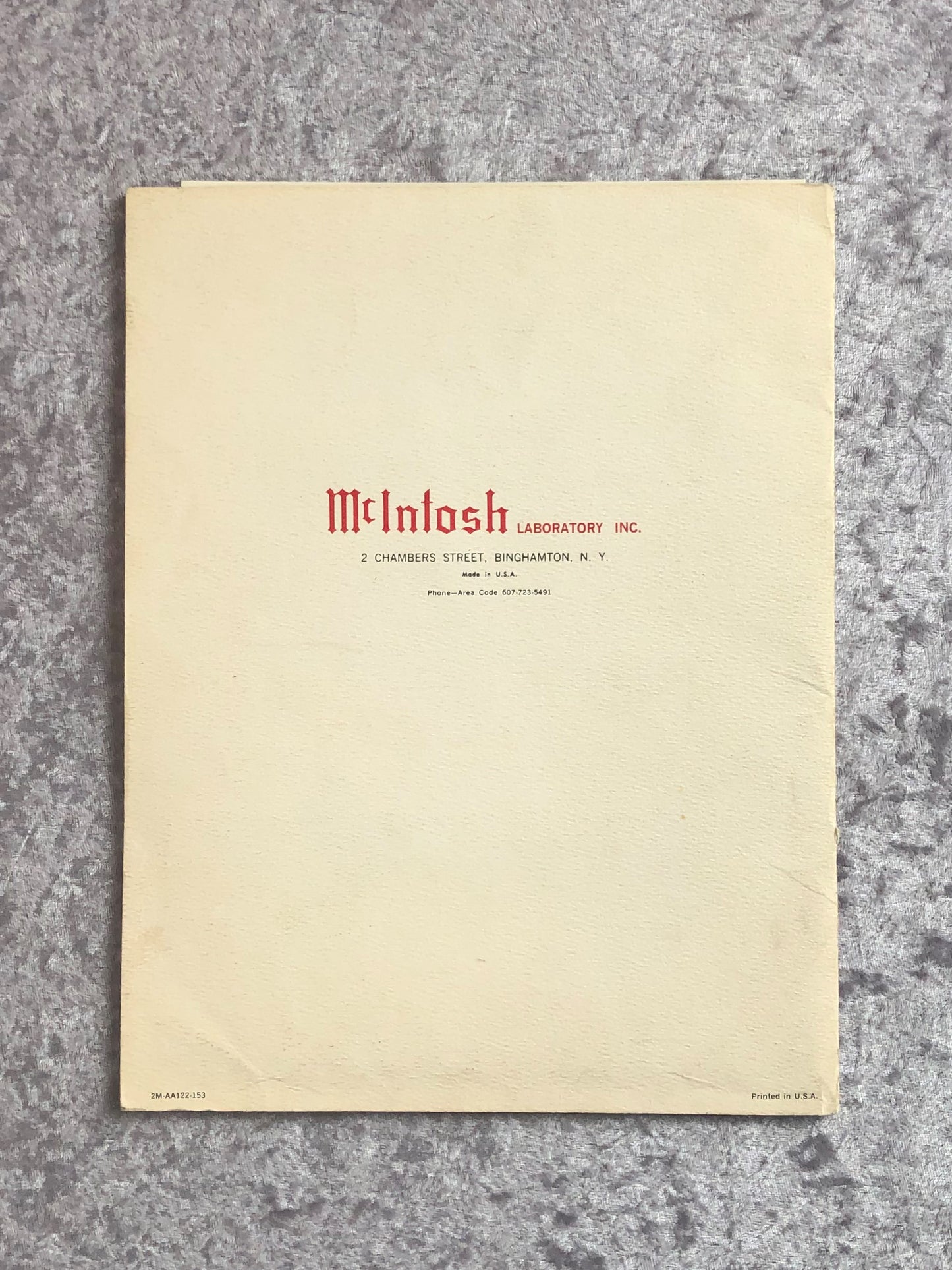 Vintage McIntosh MC75 Owner's Manual, Maintenance Manual/Schematic, and Warranty Cards