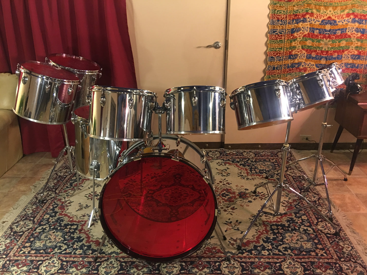 1970's Slingerland 10pc Chrome Drum Set 6"-24"