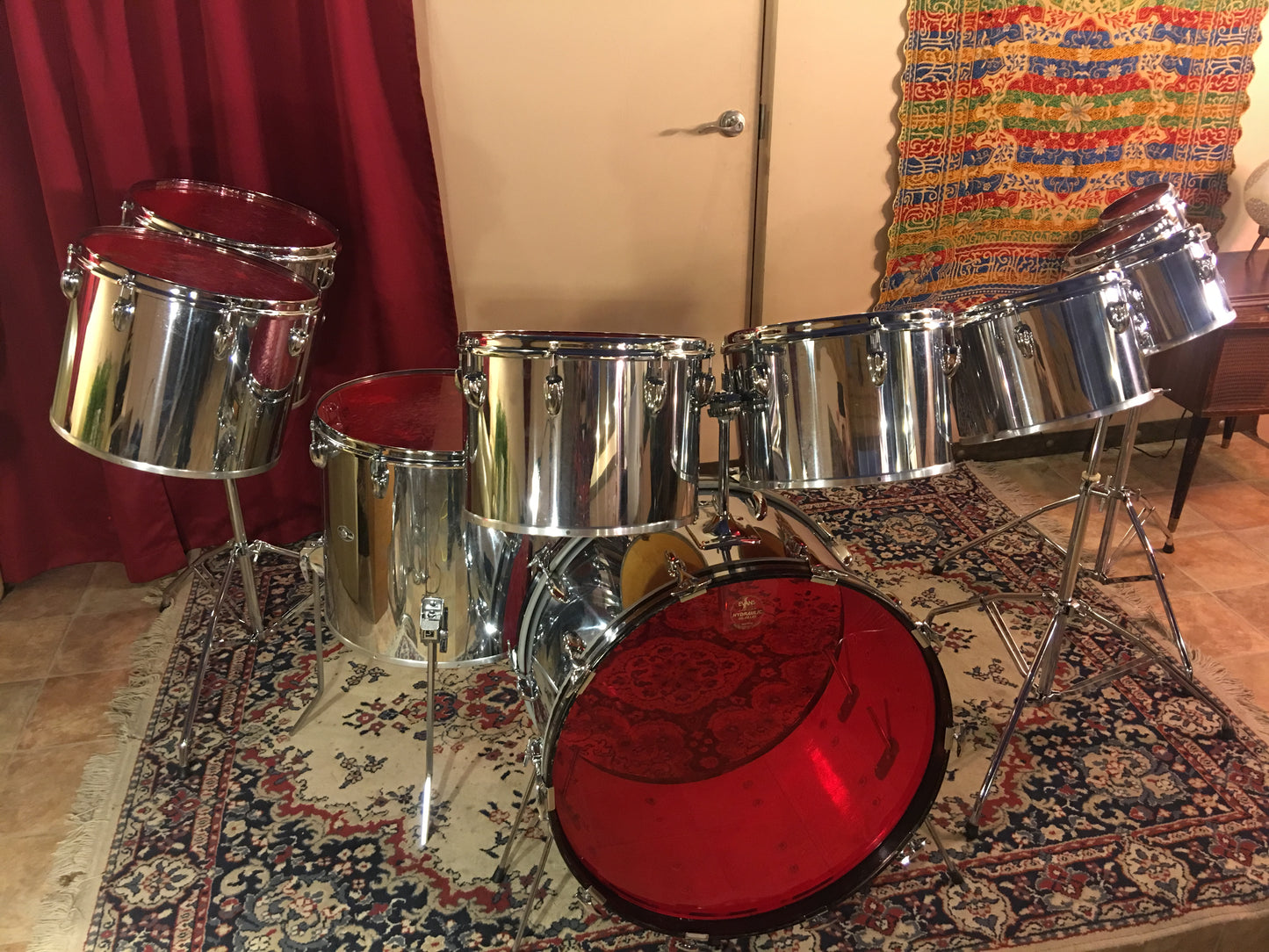 1970's Slingerland 10pc Chrome Drum Set 6"-24"