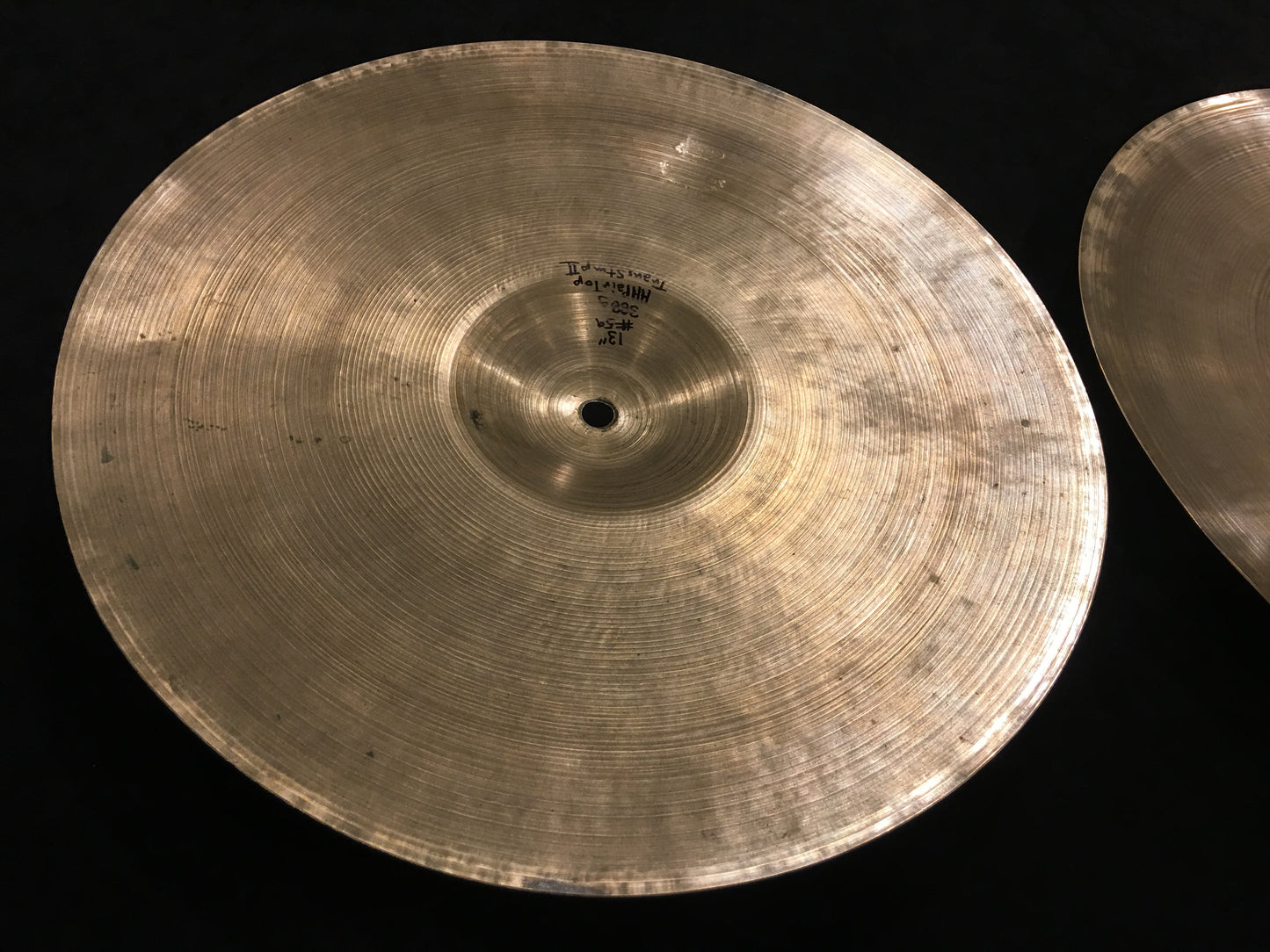 13" Vintage Zildjian A Tran Stamp Hi Hat Cymbal Pair - Light 388/458g #59
