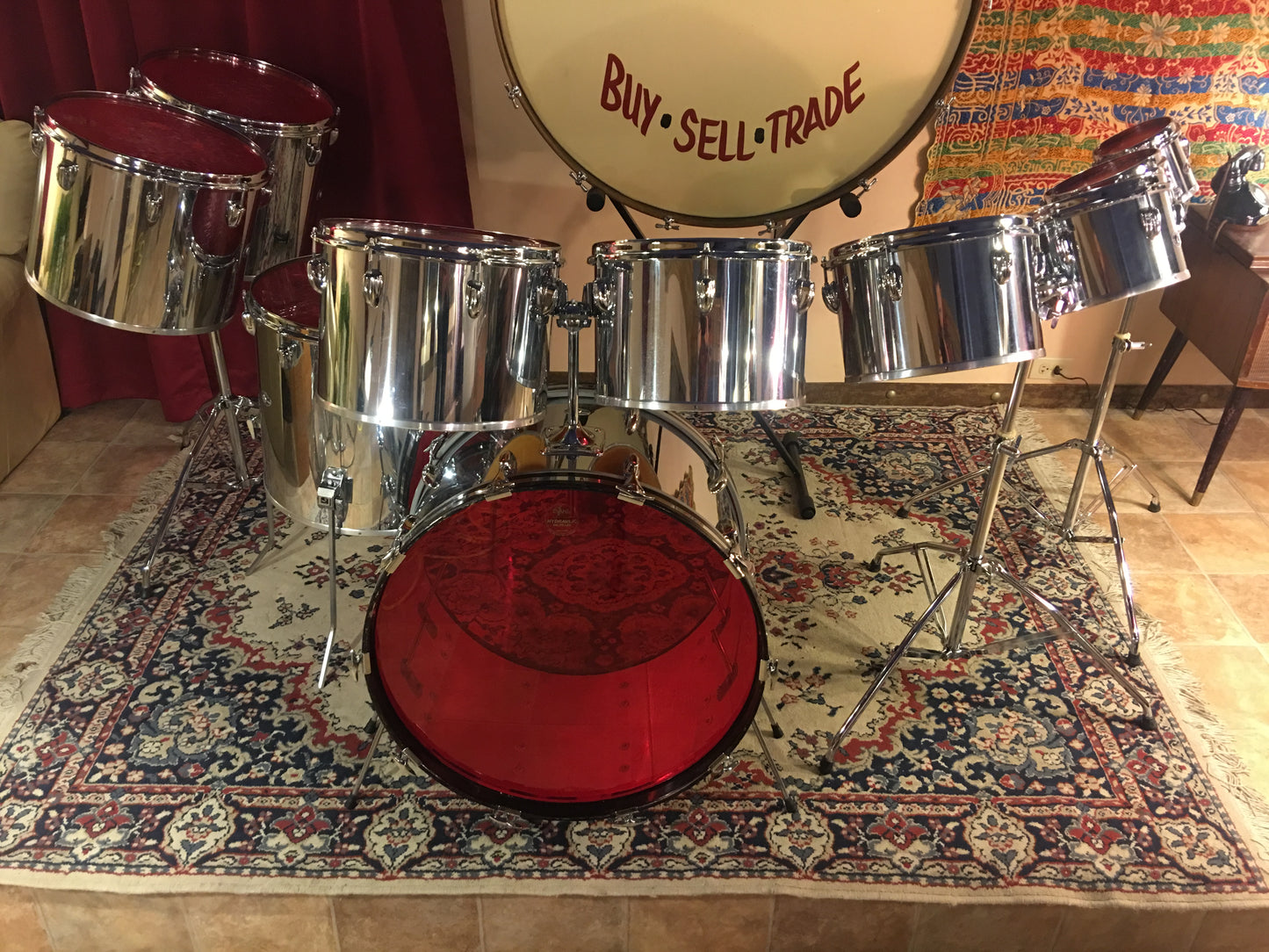 1970's Slingerland 10pc Chrome Drum Set 6"-24"