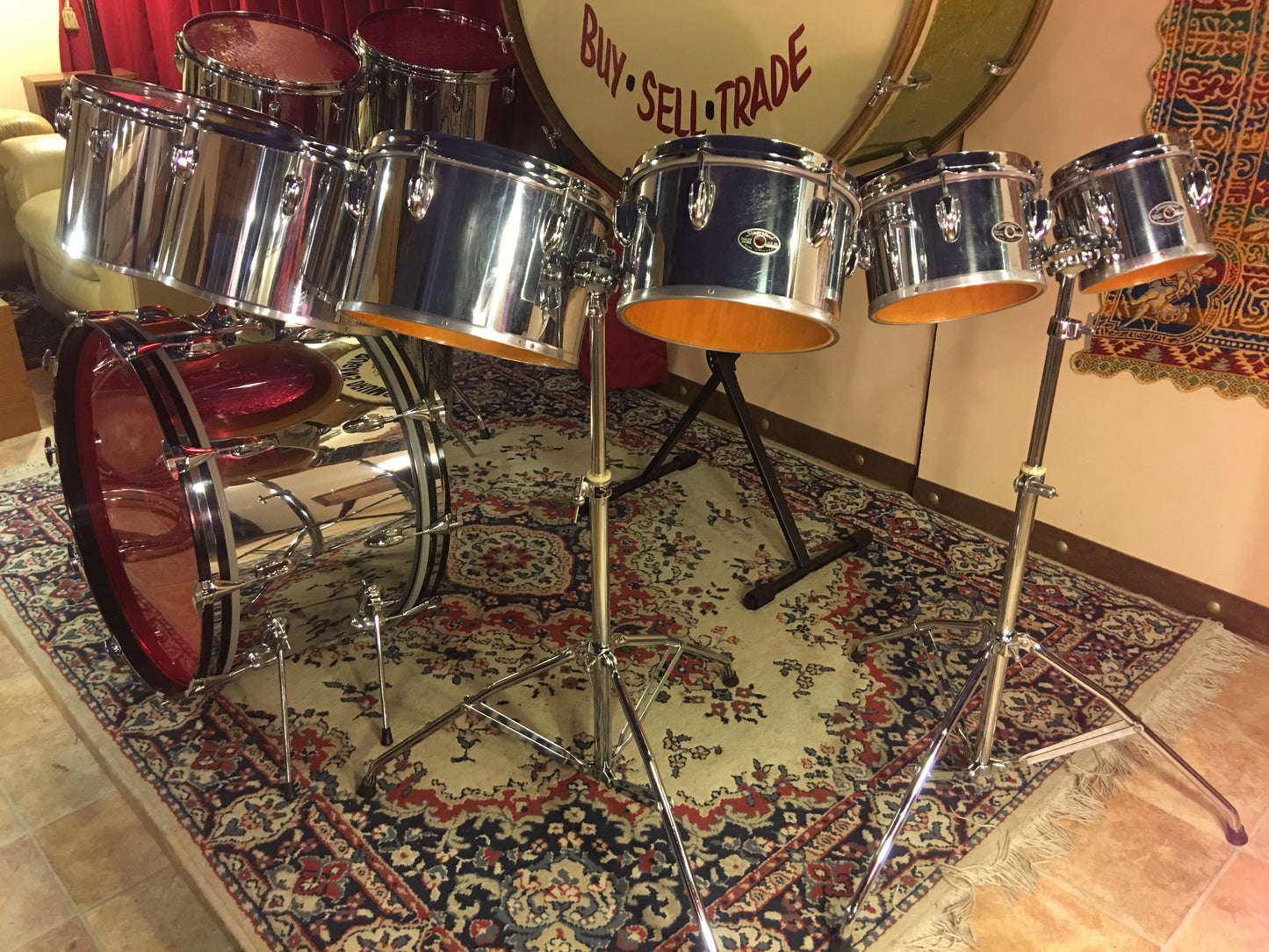 1970's Slingerland 10pc Chrome Drum Set 6"-24"