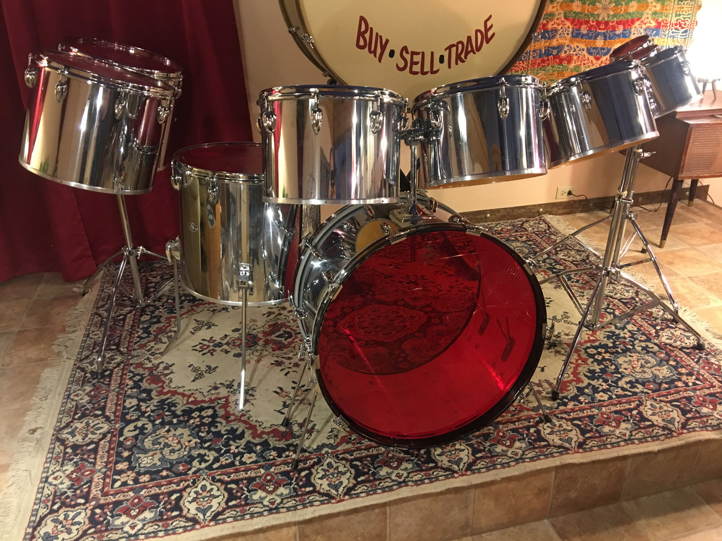 1970's Slingerland 10pc Chrome Drum Set 6"-24"