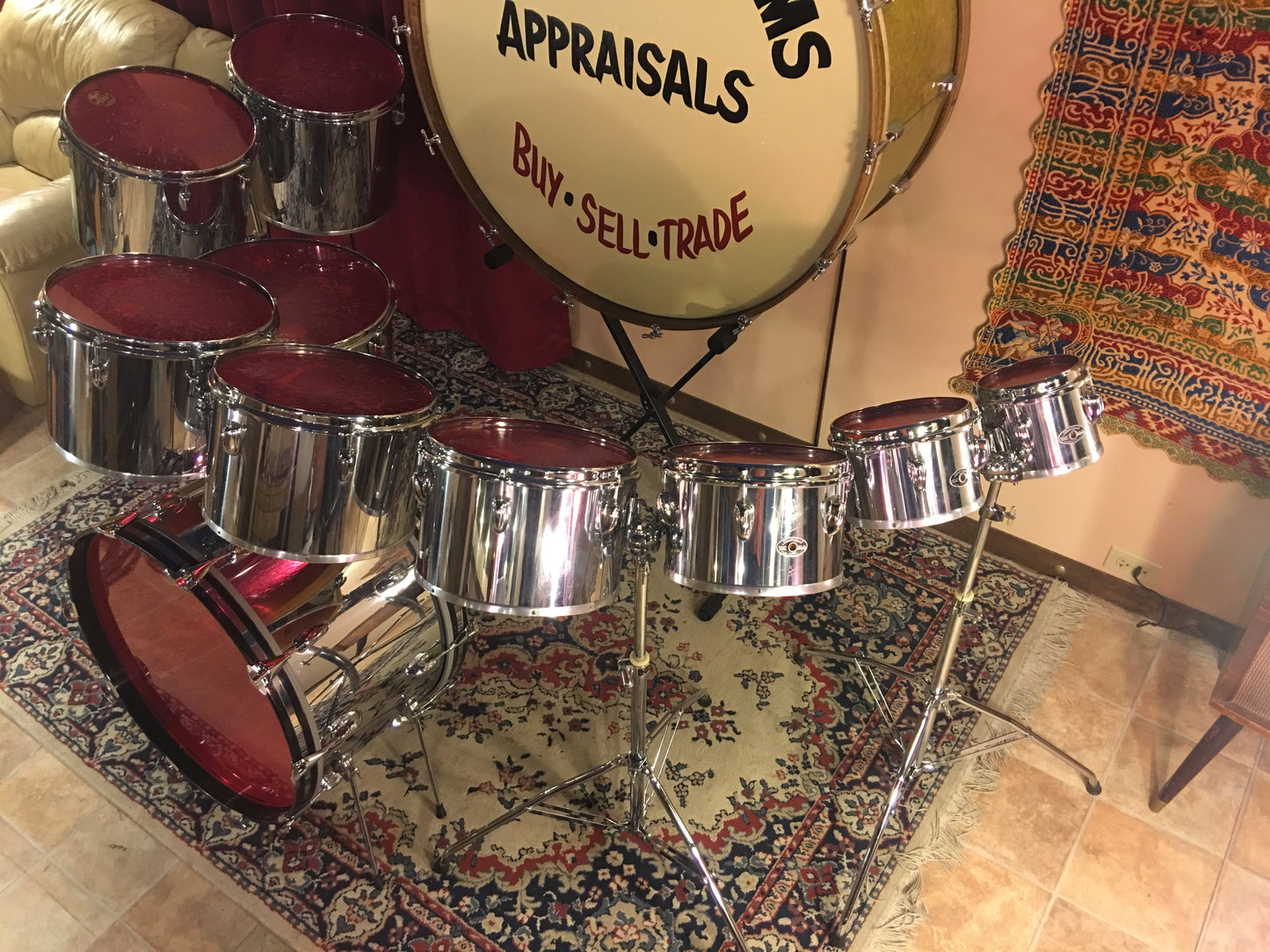 1970's Slingerland 10pc Chrome Drum Set 6"-24"