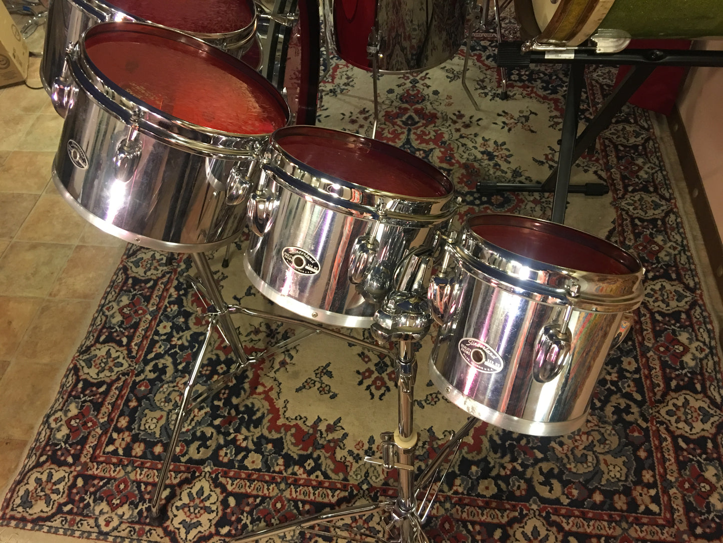 1970's Slingerland 10pc Chrome Drum Set 6"-24"