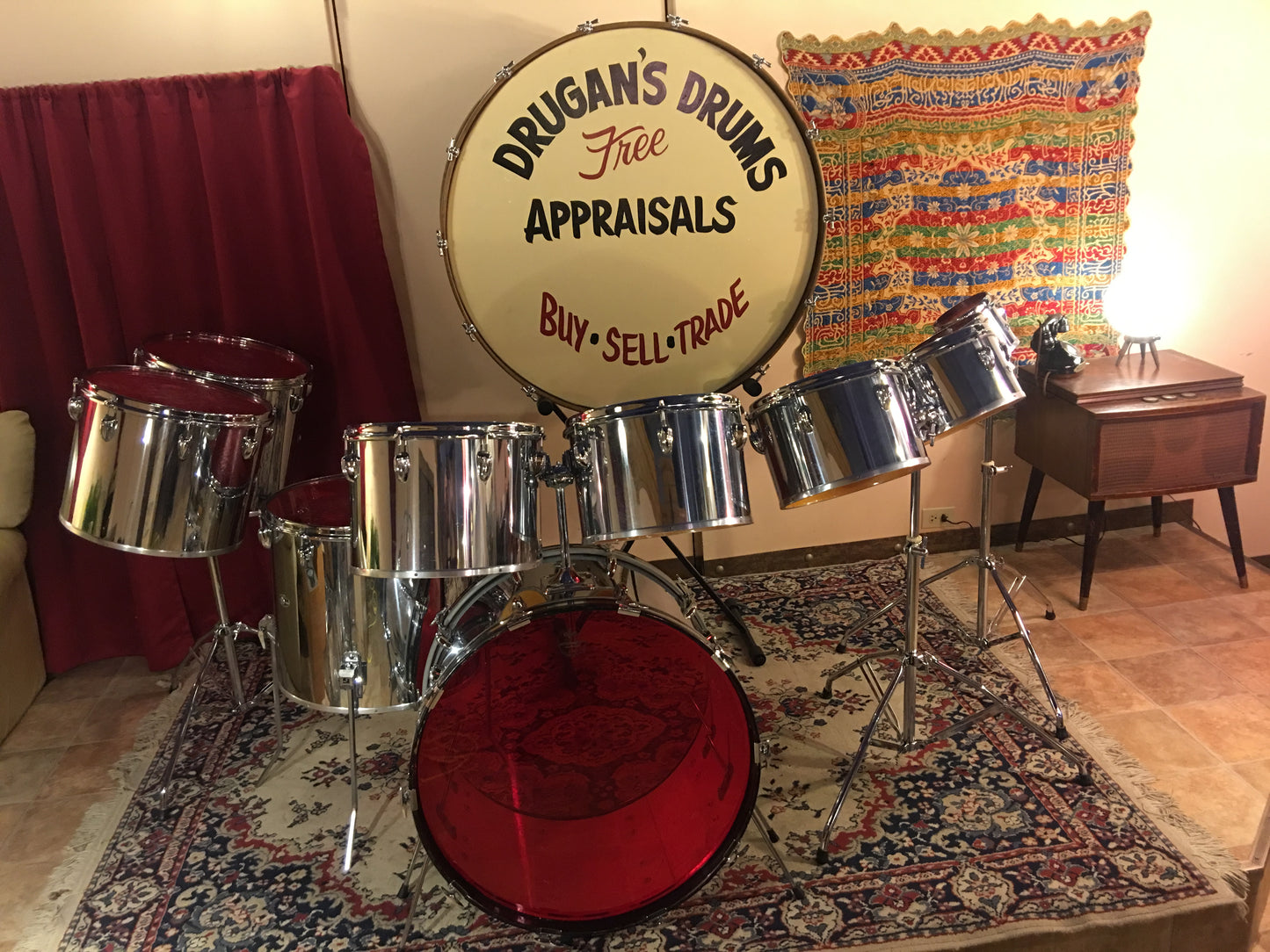 1970's Slingerland 10pc Chrome Drum Set 6"-24"