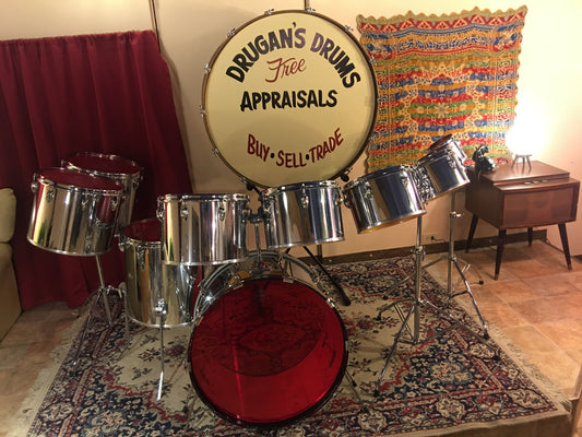 1970's Slingerland 10pc Chrome Drum Set 6"-24"