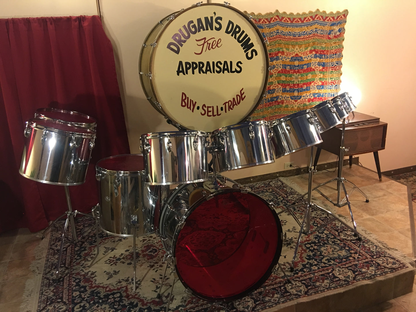 1970's Slingerland 10pc Chrome Drum Set 6"-24"