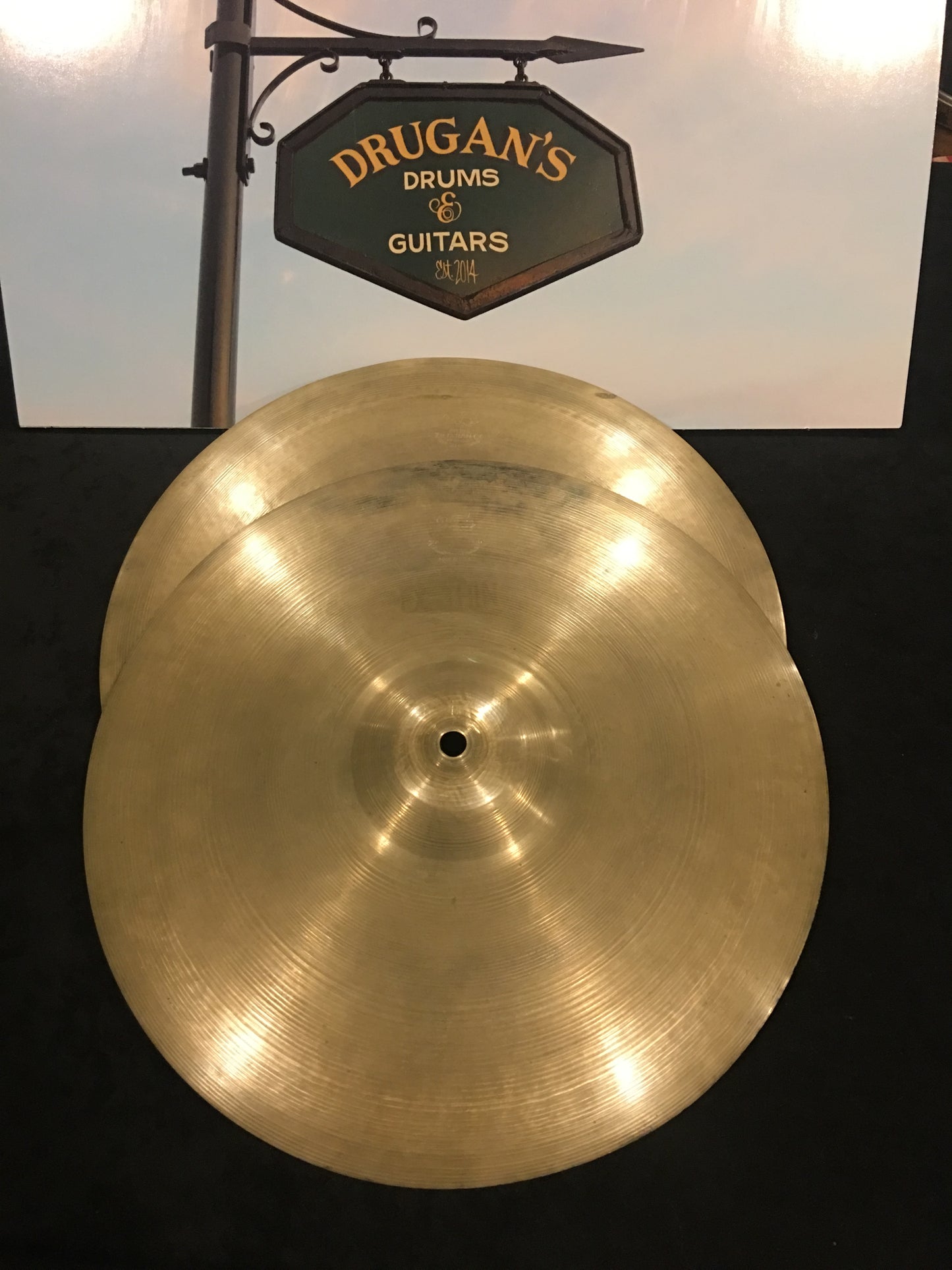 13" Vintage Zildjian A Tran Stamp Hi Hat Cymbal Pair - Light 388/458g #59