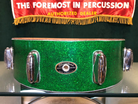 1958 Slingerland 4.5x14 Drum Shell 8 Lug Green Glass Glitter Sparkle