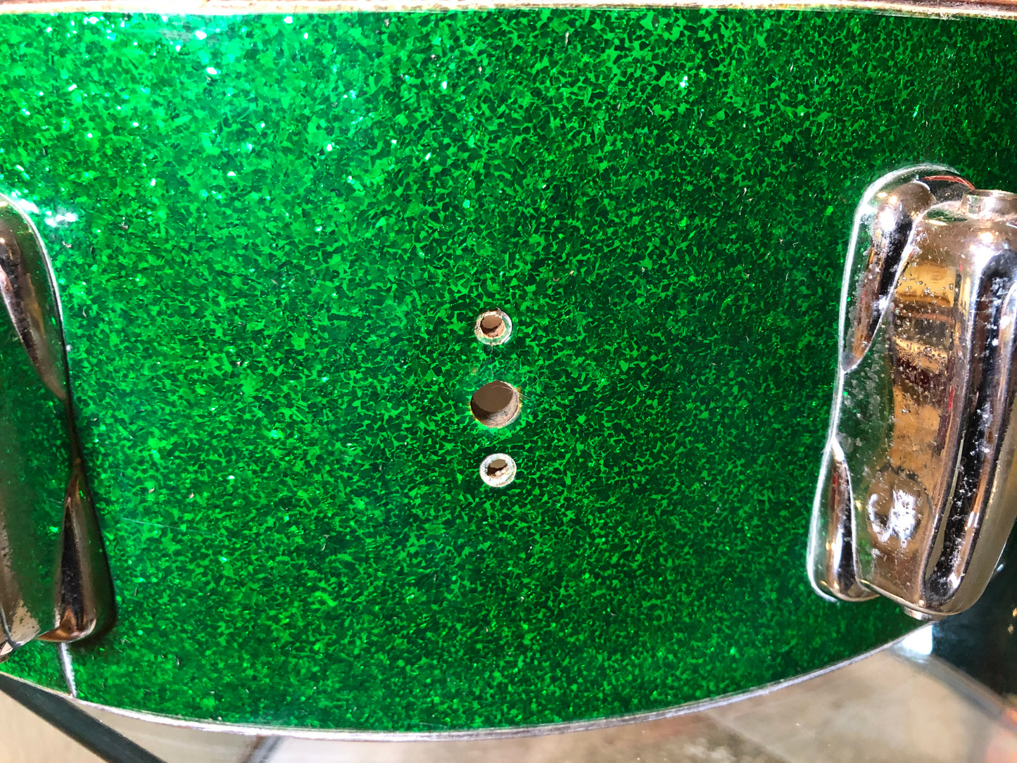 1958 Slingerland 4.5x14 Drum Shell 8 Lug Green Glass Glitter Sparkle