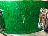 1958 Slingerland 4.5x14 Drum Shell 8 Lug Green Glass Glitter Sparkle