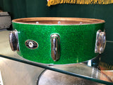 1958 Slingerland 4.5x14 Drum Shell 8 Lug Green Glass Glitter Sparkle
