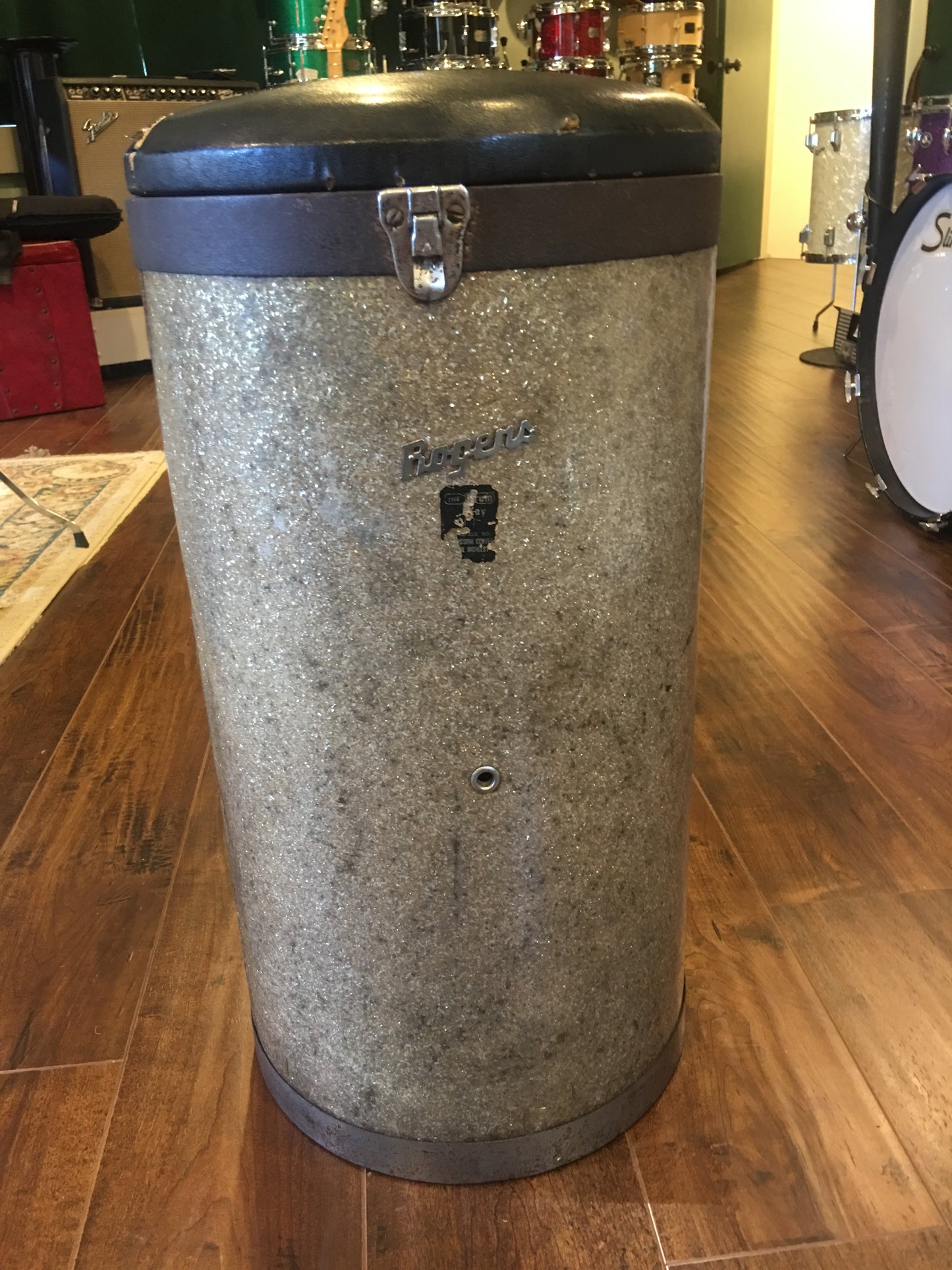 1960's Rogers Silver Sparkle Canister Throne for Drum Set