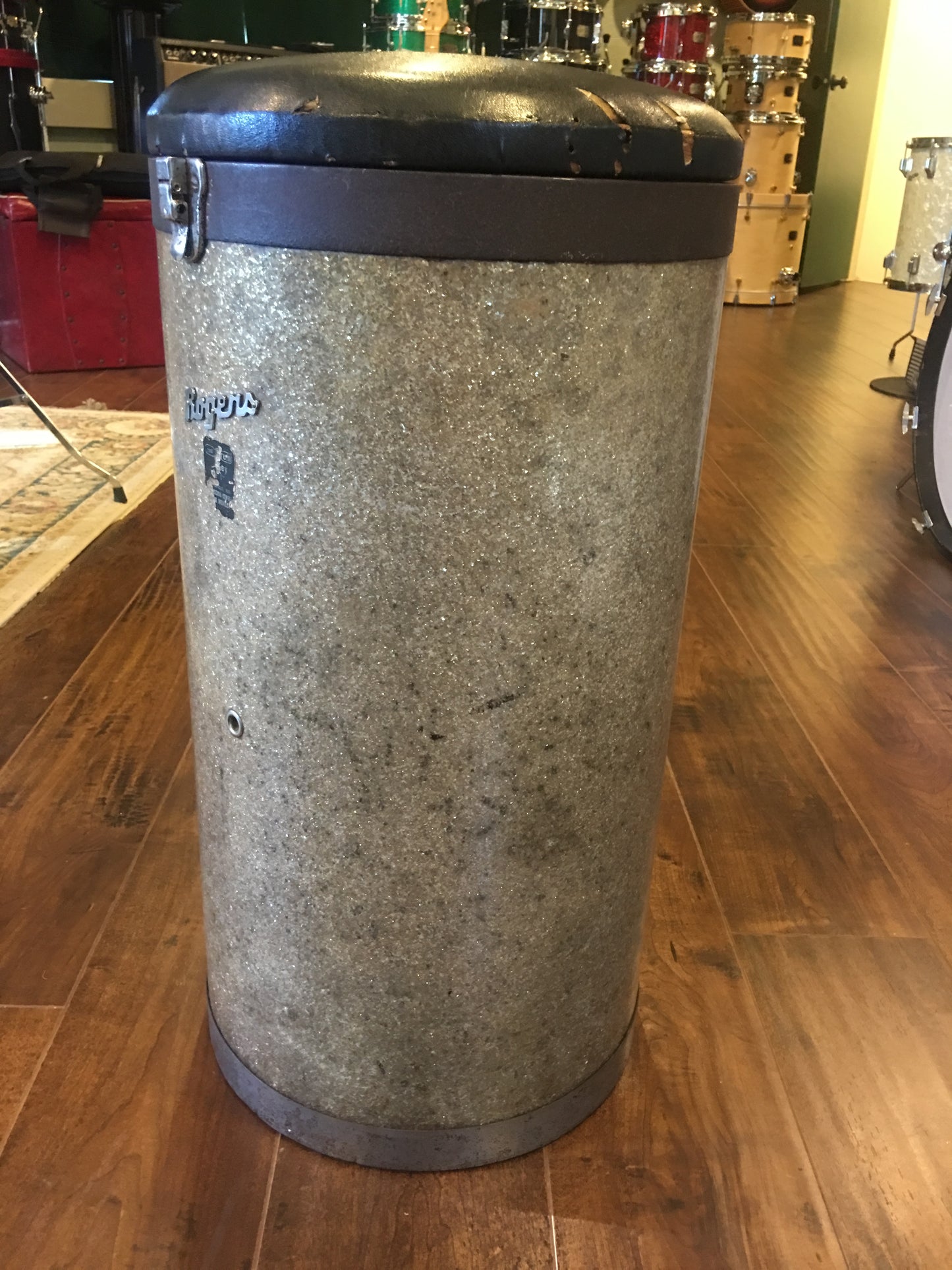 1960's Rogers Silver Sparkle Canister Throne for Drum Set
