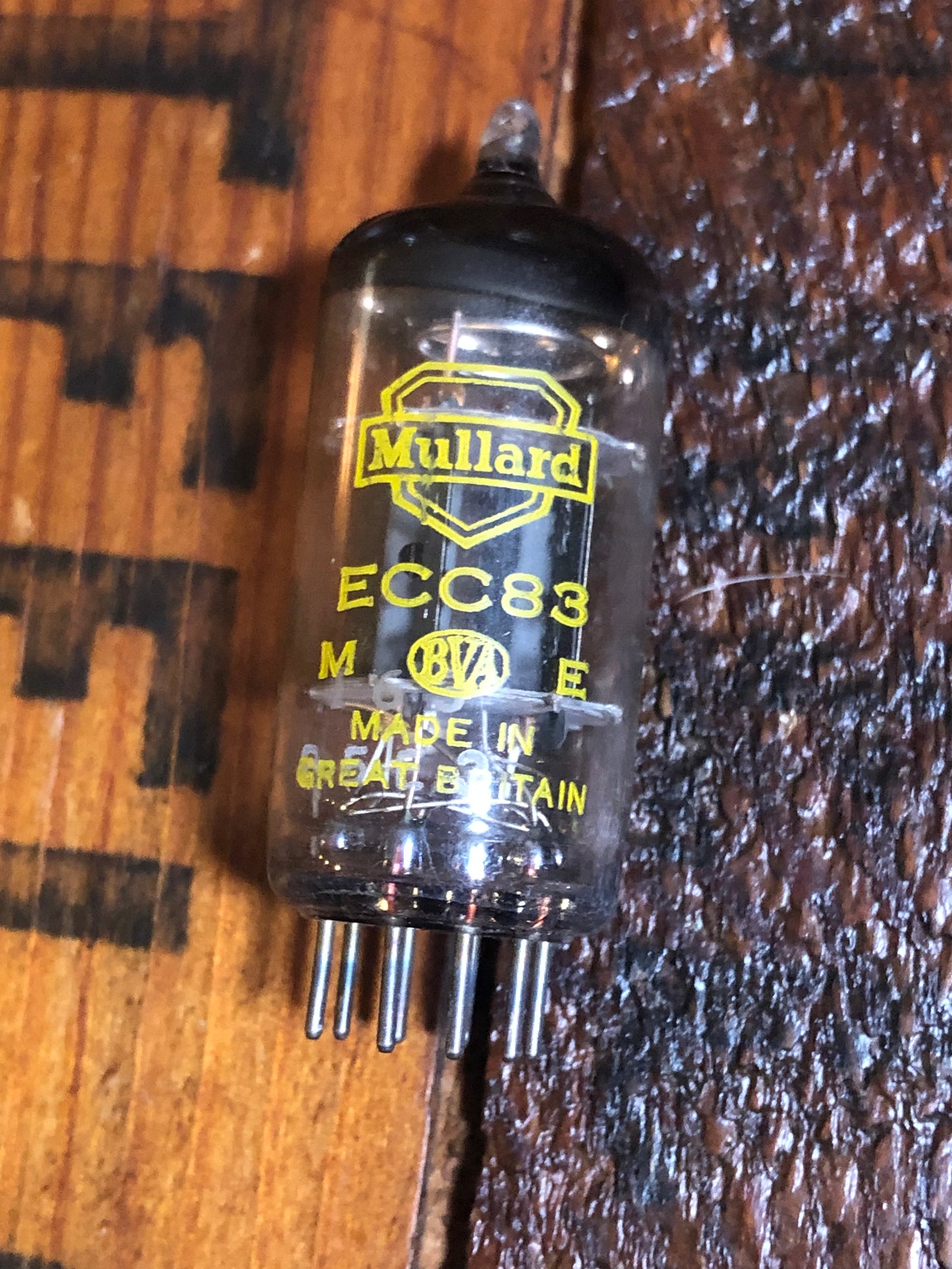 Vintage 1965 Mullard ECC83 Preamp Tube 12AX7 Valve Blackburn Factory Yellow Ink