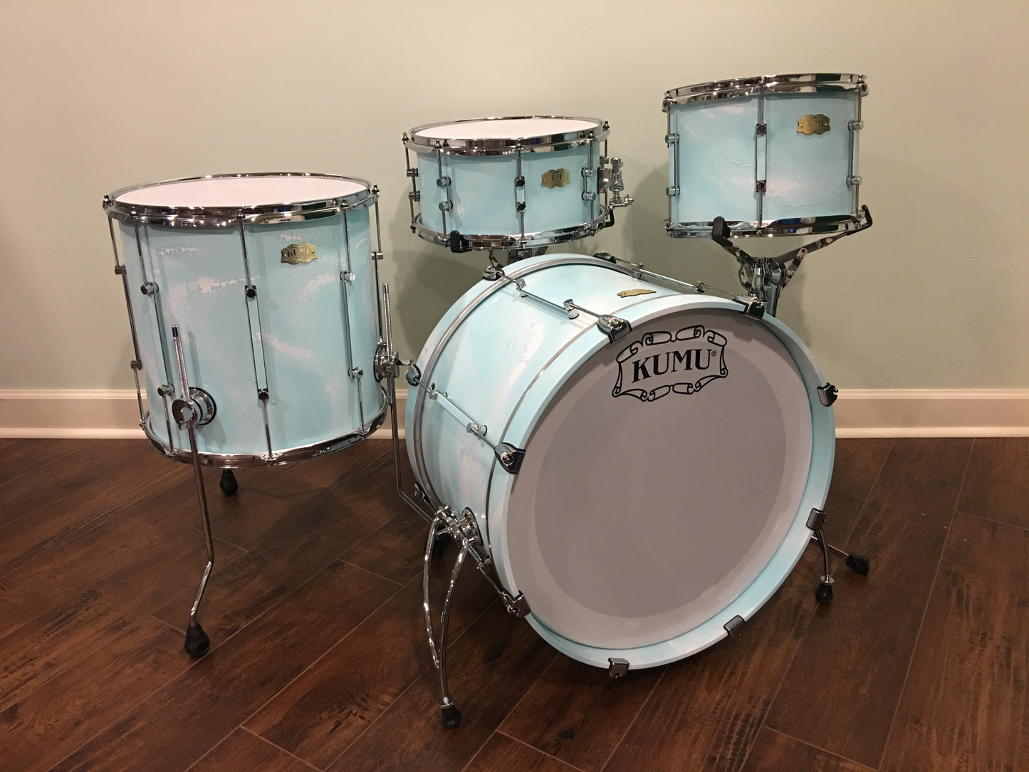 Kumu All Birch Custom One-Off Drum Set in Special Seafoam Finish for NAMM