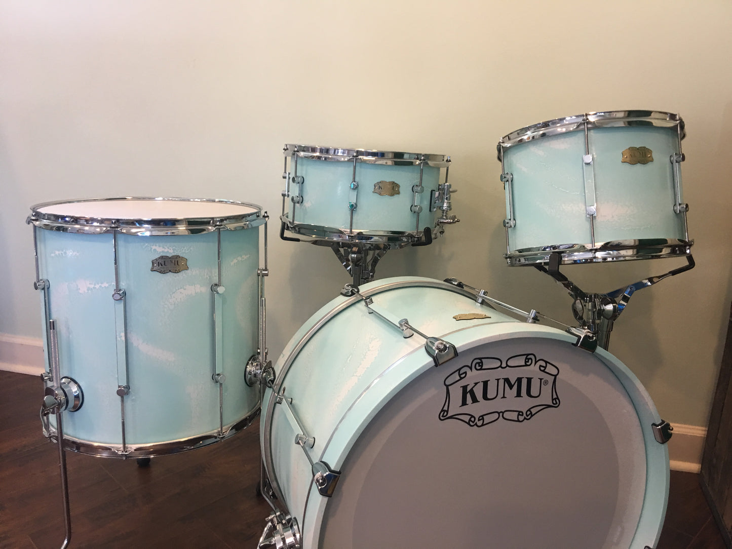 Kumu All Birch Custom One-Off Drum Set in Special Seafoam Finish for NAMM