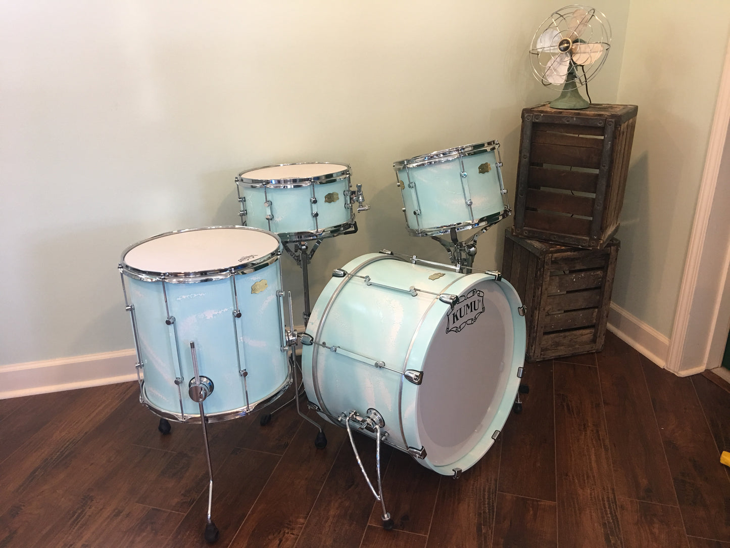 Kumu All Birch Custom One-Off Drum Set in Special Seafoam Finish for NAMM