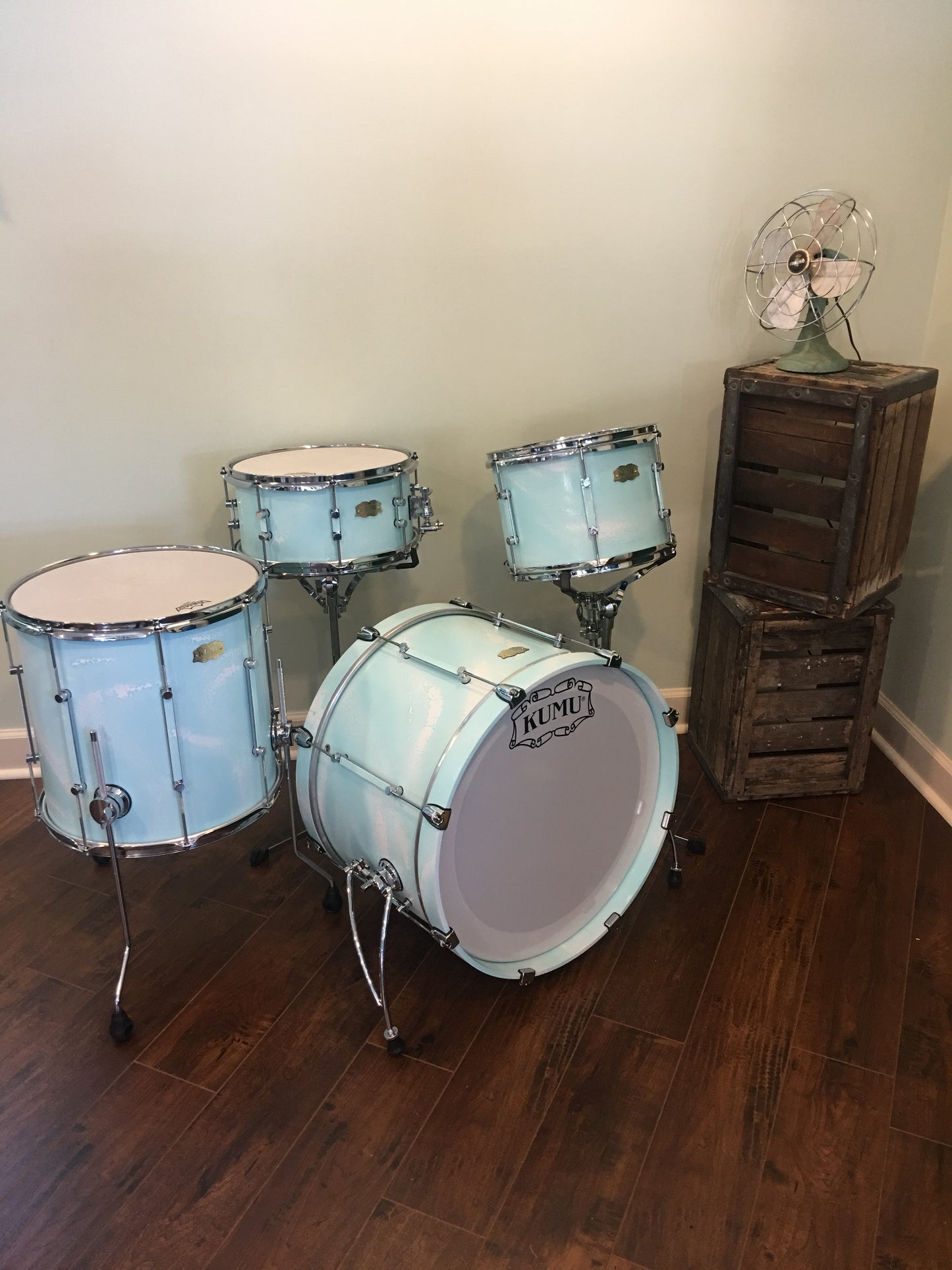 Kumu All Birch Custom One-Off Drum Set in Special Seafoam Finish for NAMM