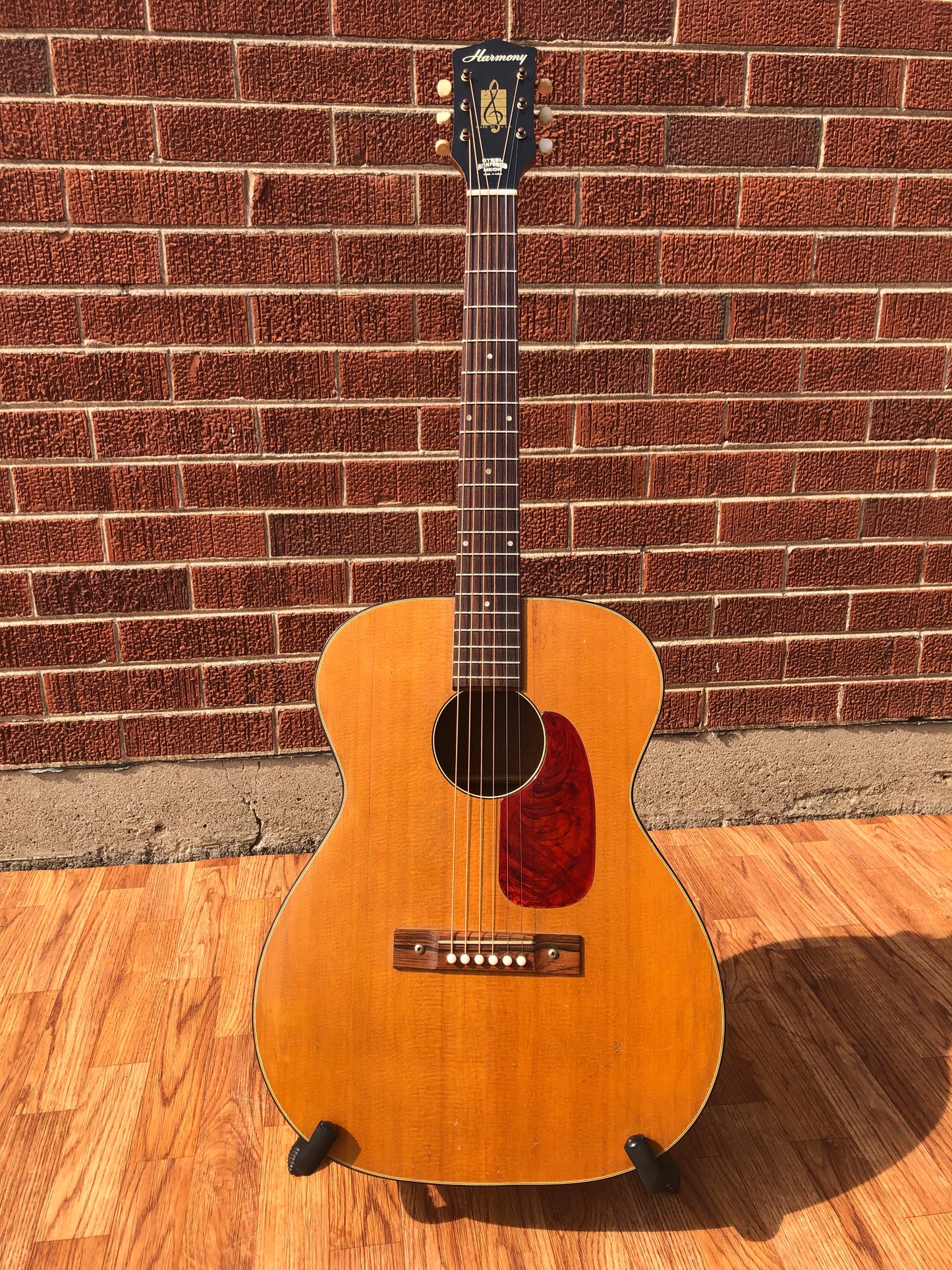 1960s Harmony H162 Tortoise Double Bound Acoustic Guitar Natural