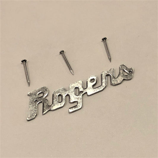 Vintage 1960s Rogers Chrome Script Logo Badge