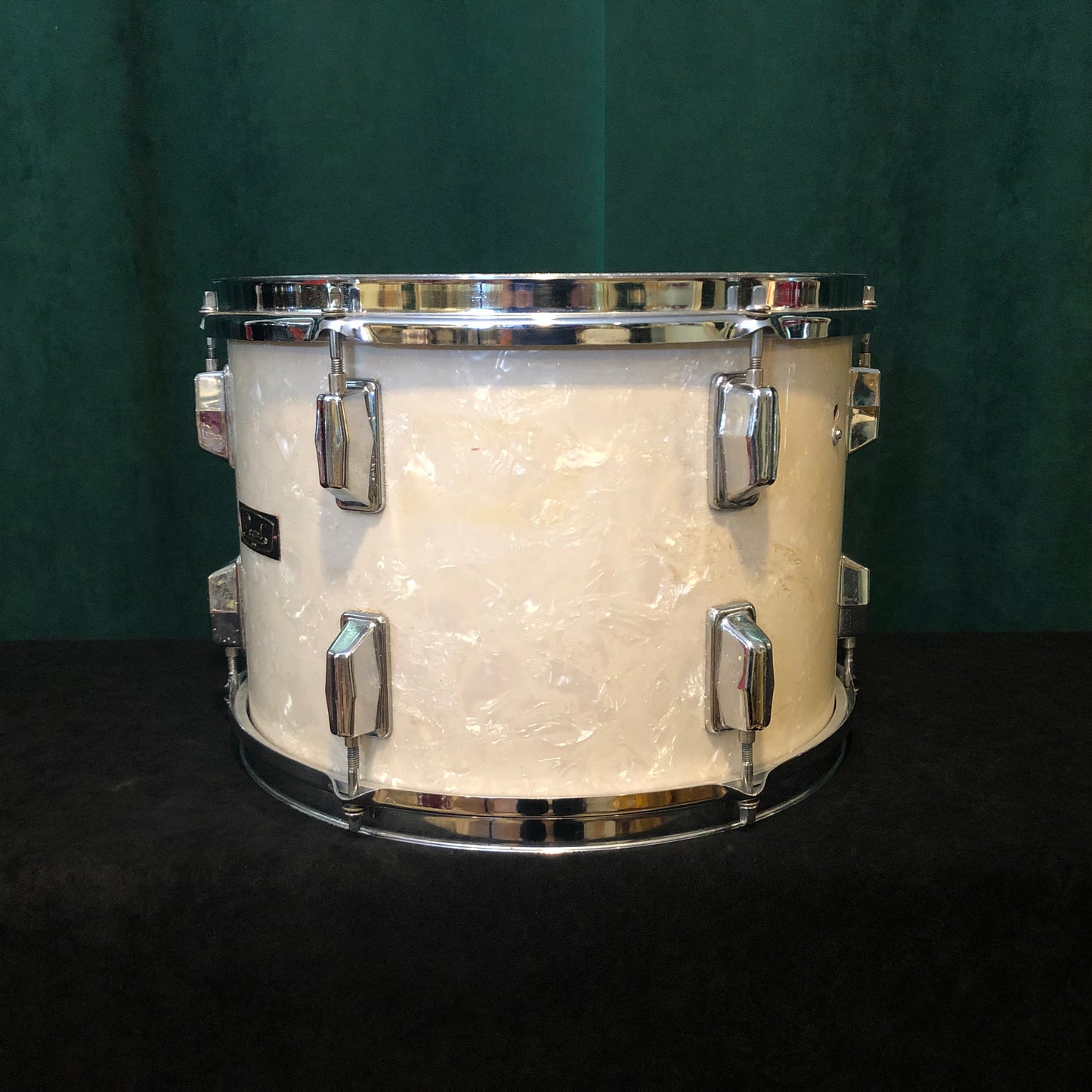 Vintage 1970s Pearl 9x13 Wood-Fiberglass Tom Drum White Marine Pearl