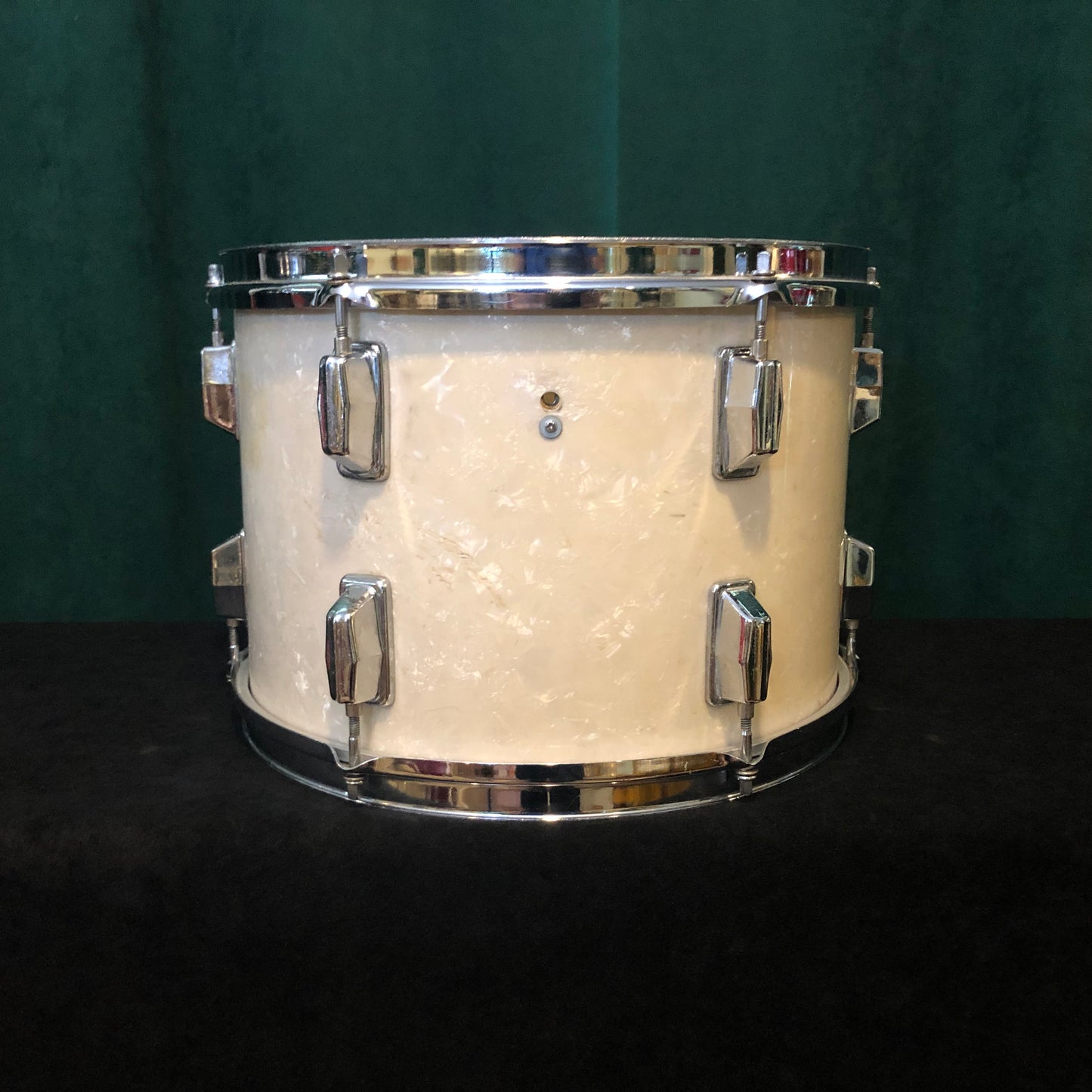 Vintage 1970s Pearl 9x13 Wood-Fiberglass Tom Drum White Marine Pearl