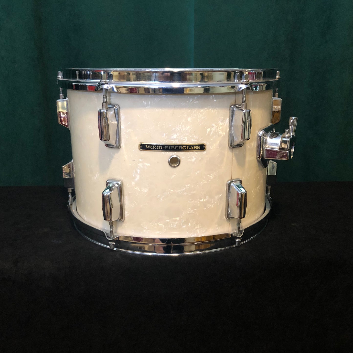 Vintage 1970s Pearl 9x13 Wood-Fiberglass Tom Drum White Marine Pearl