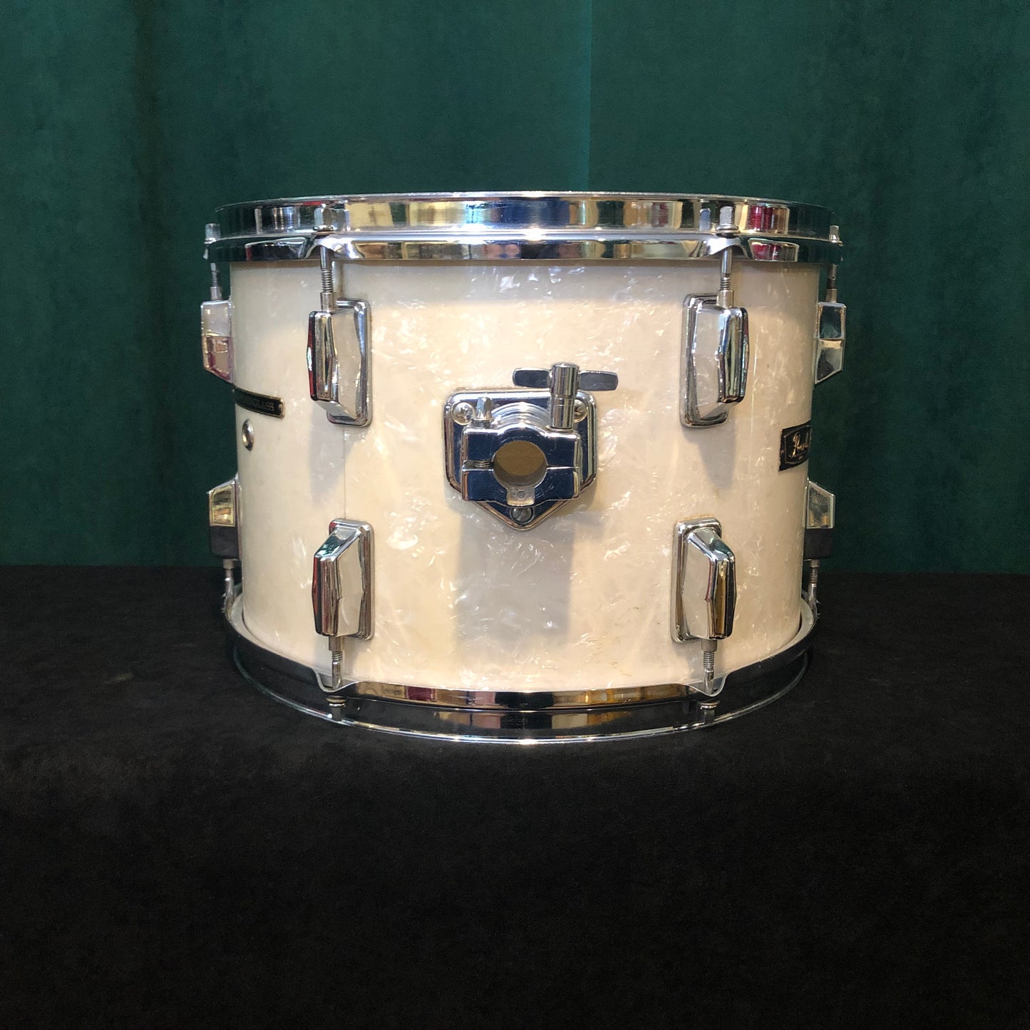 Vintage 1970s Pearl 9x13 Wood-Fiberglass Tom Drum White Marine Pearl