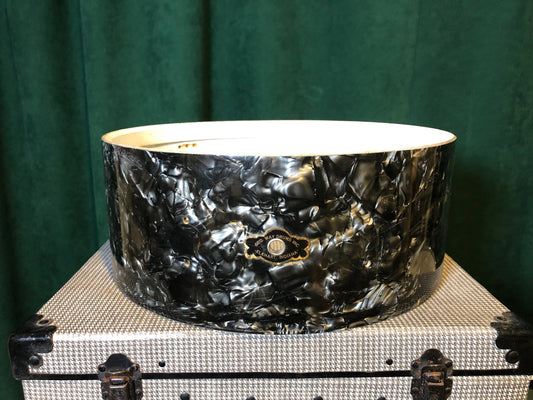 Vintage 1950s/60s George Way 5.5x14 Snare Drum Shell Black Diamond Pearl Camco