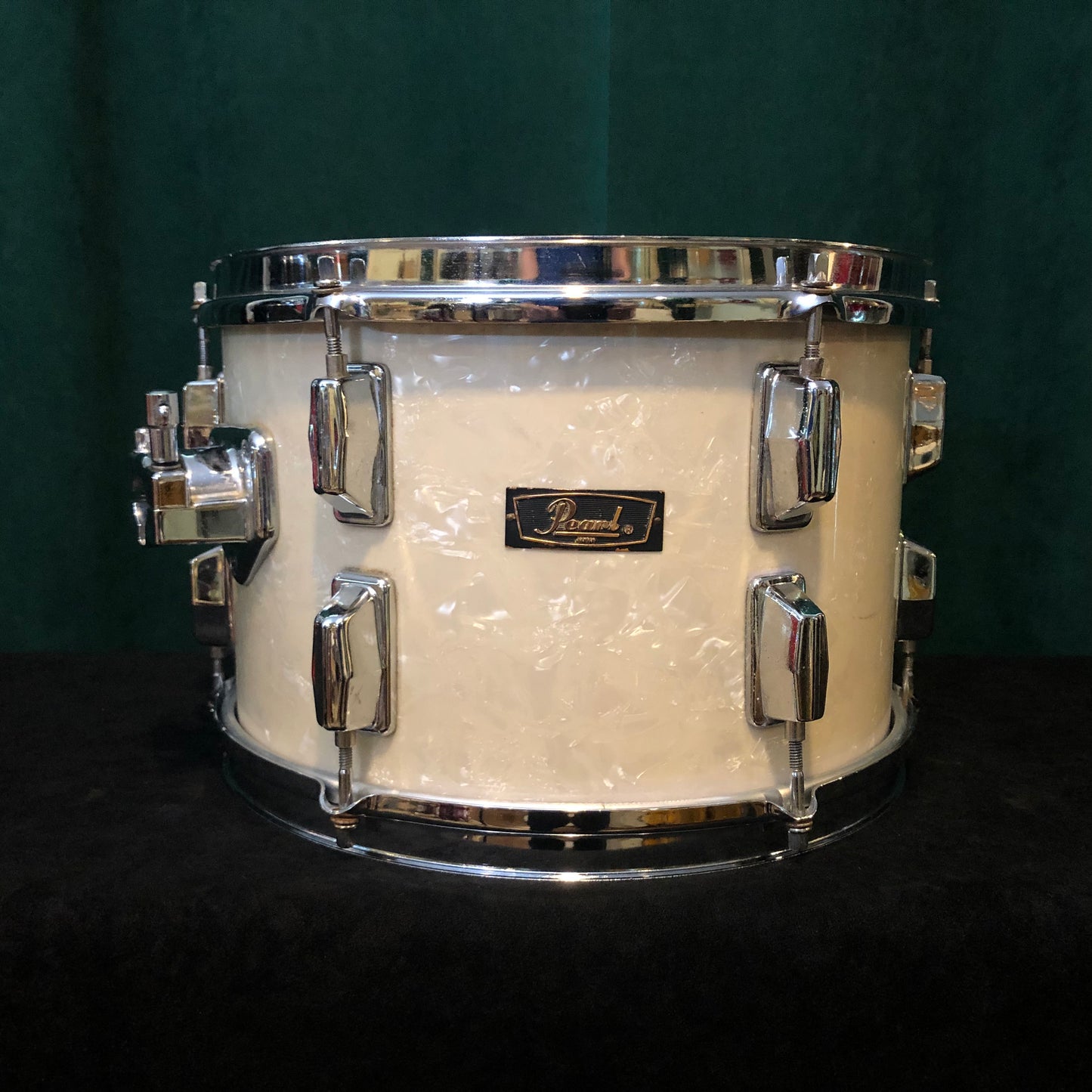 Vintage 1970s Pearl 8x12 Wood-Fiberglass Tom Drum White Marine Pearl