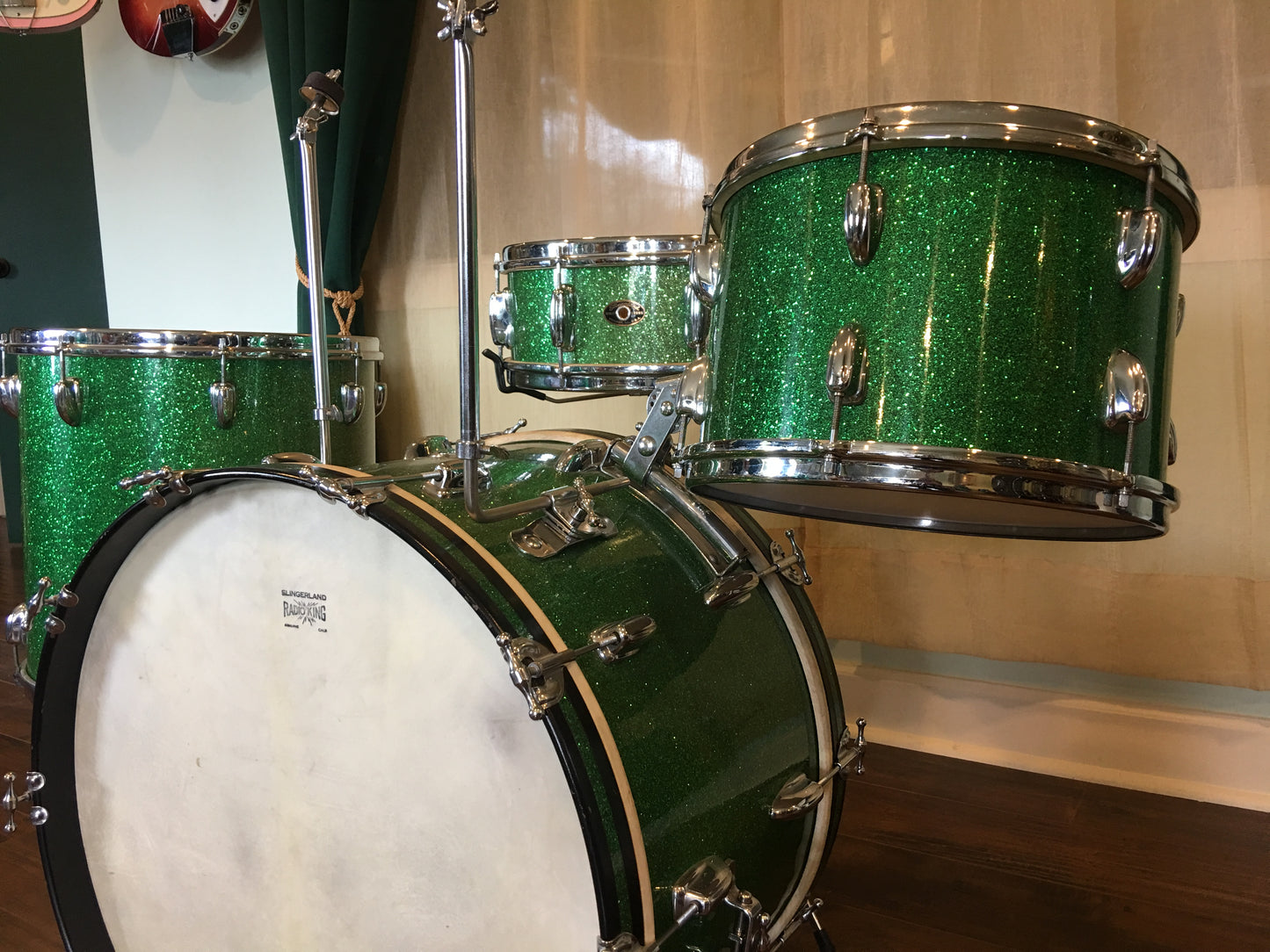 1956 Slingerland Green Sparkle Gene Krupa Deluxe Radio King Ensemble 1N