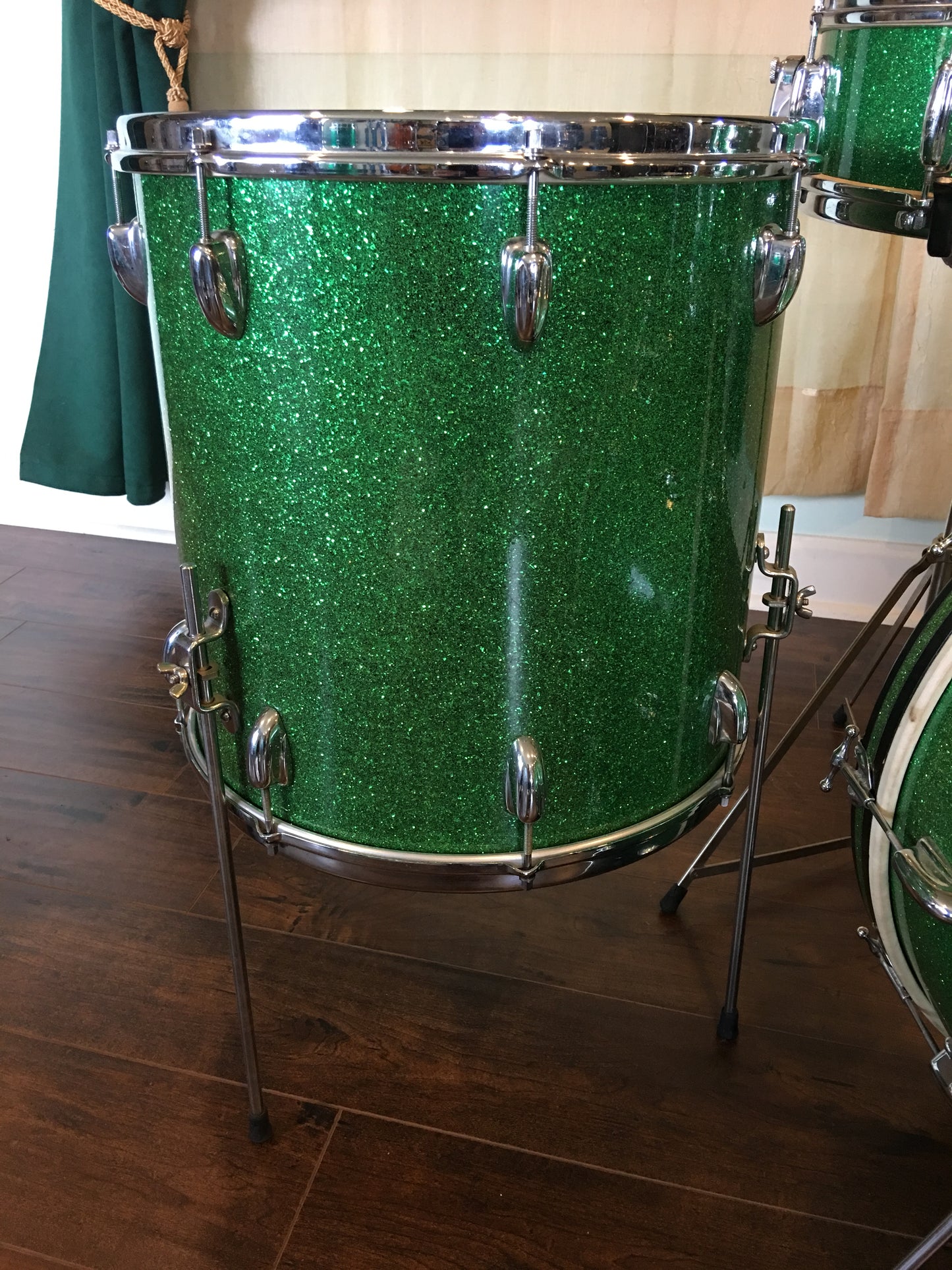 1956 Slingerland Green Sparkle Gene Krupa Deluxe Radio King Ensemble 1N