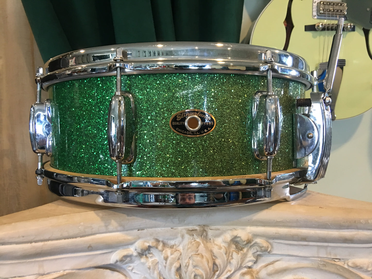 1956 Slingerland Green Sparkle Gene Krupa Deluxe Radio King Ensemble 1N